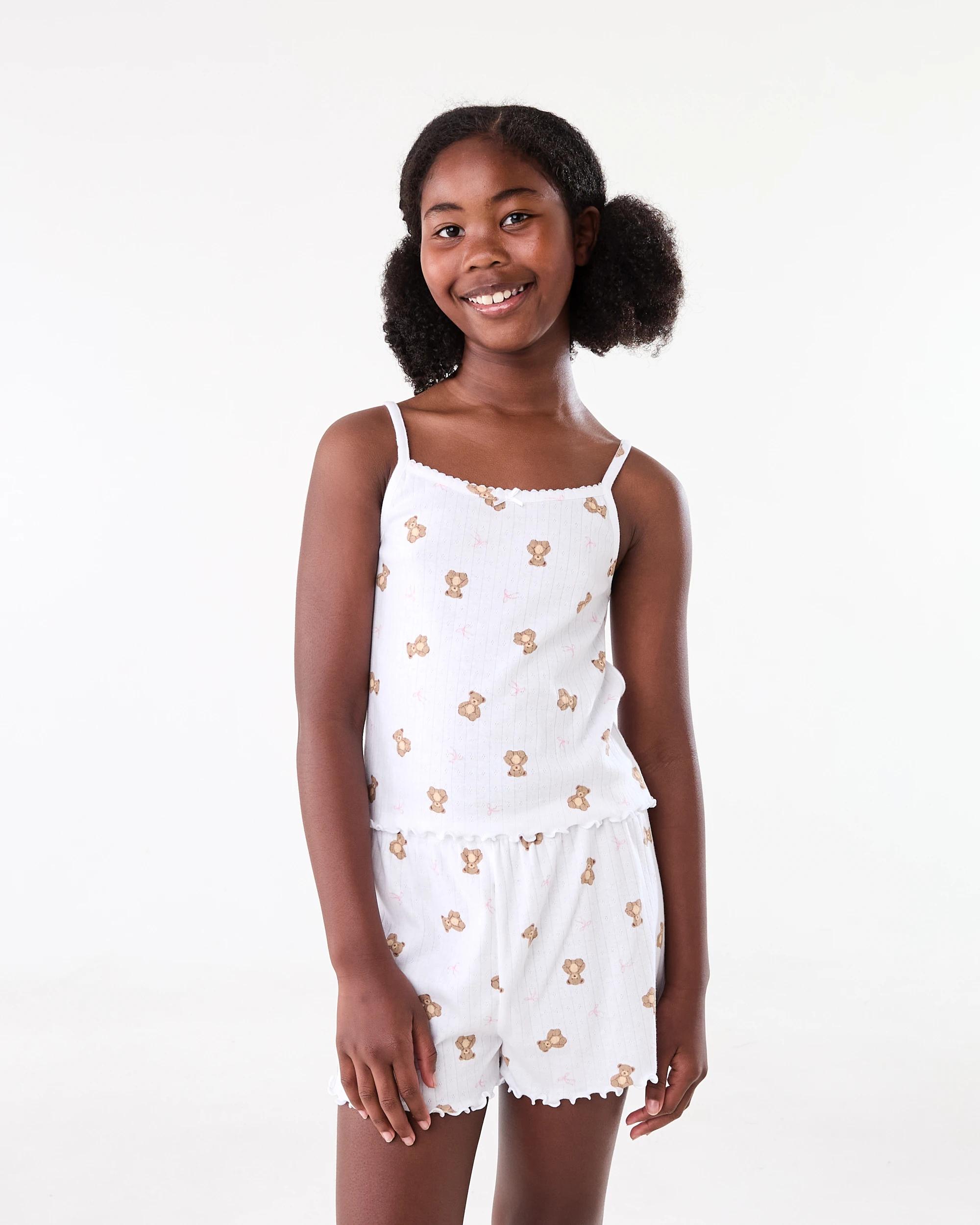 2 Pointelle Strappy Pyjama Set BOW BEARS SNOW WHITE, 2 of 8