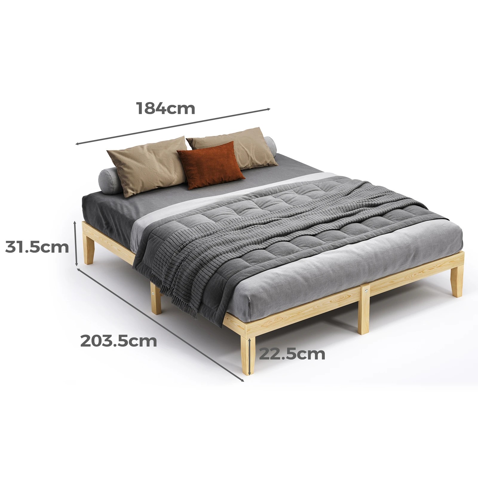 3 Alfordson Bed Frame Wooden Timber King Size Mattress Base Platform Pramod - Natural, 3 of 10