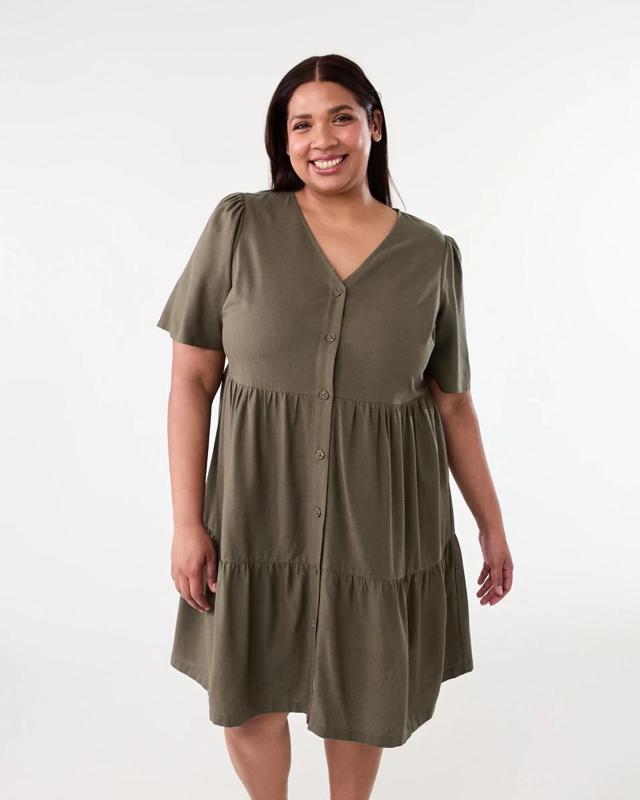 Curve Short Sleeve Button Through Midi D