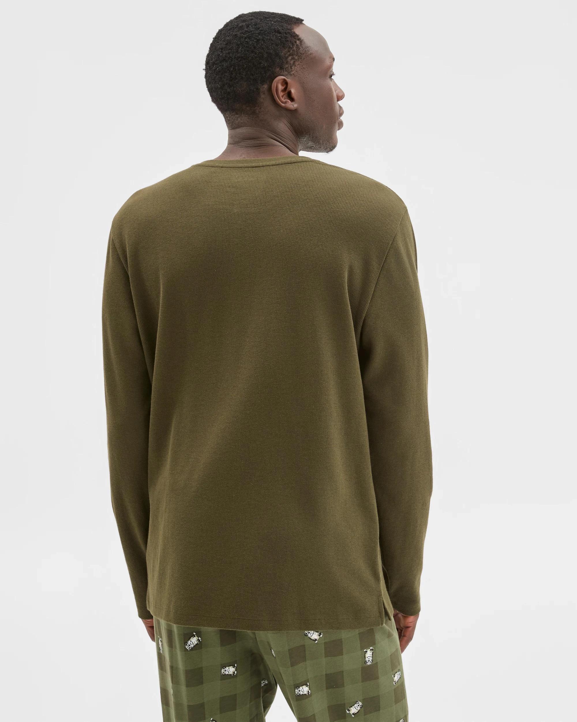 6 Maxx Australian Cotton Blend Waffle Henley Sleep Top FOREST NIGHT, 6 of 6