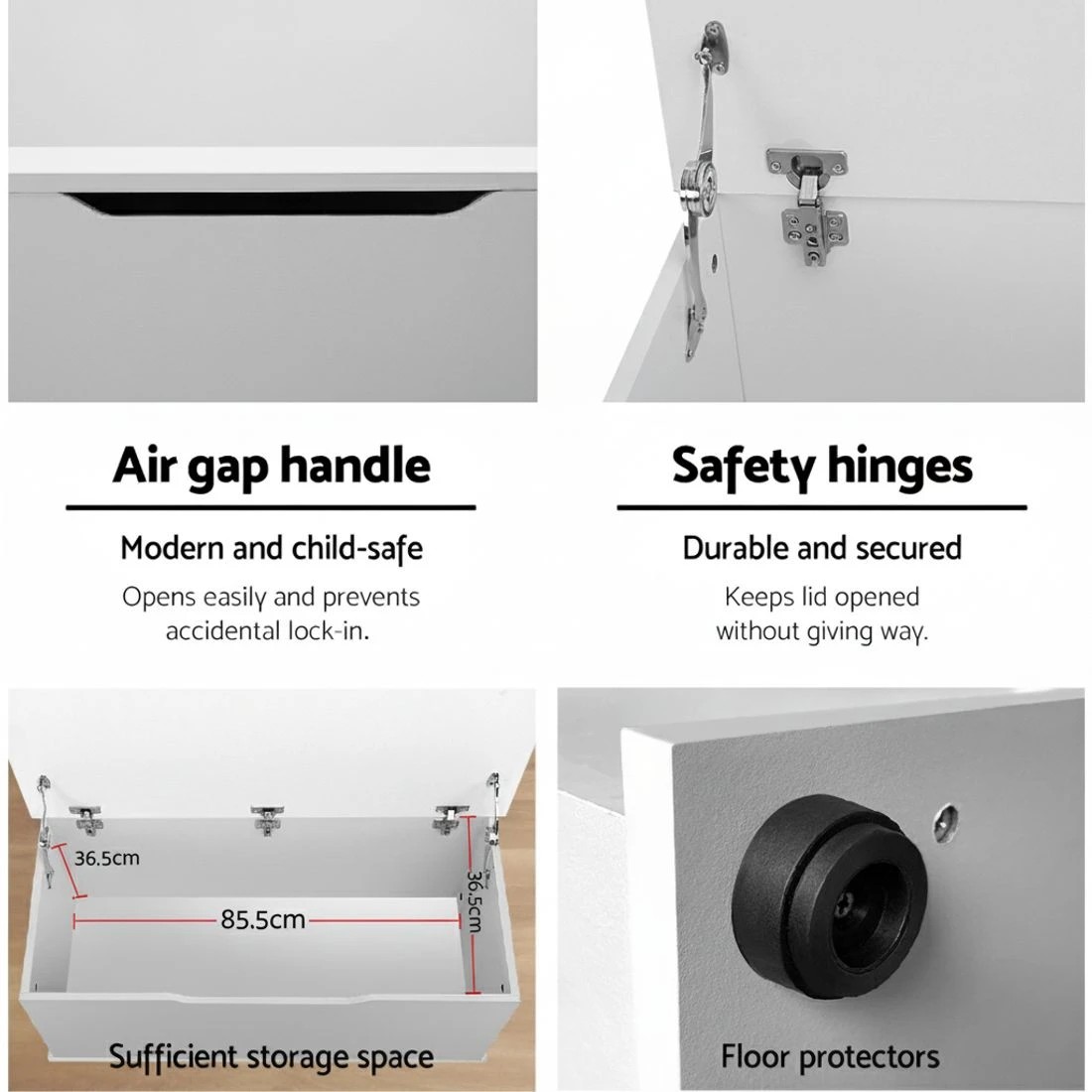 4 Keezi Kids Toy Box Chest Children Container Storage Clothes Organiser Cabinet - White, 4 of 7