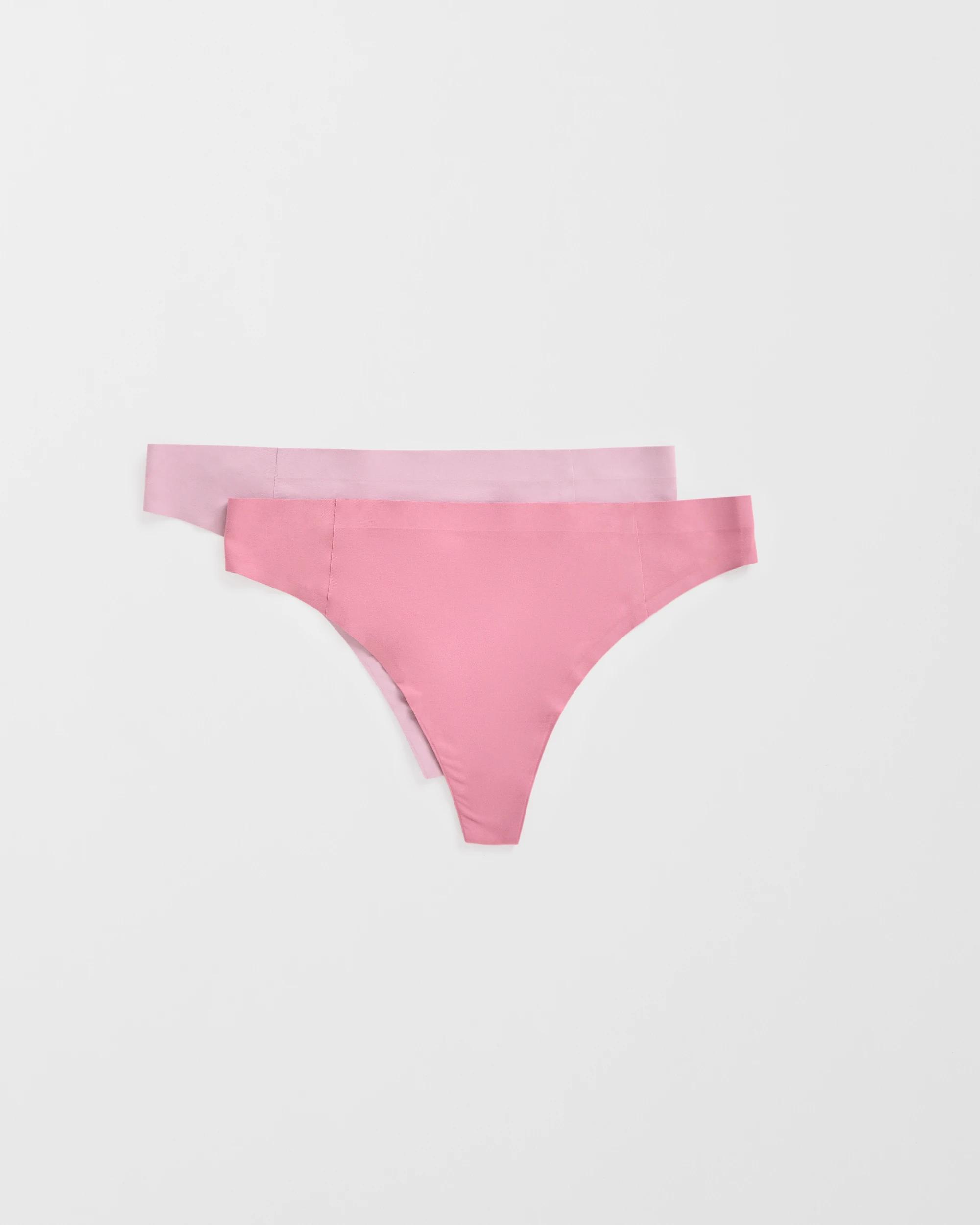 1 Target 2 Pack Bonded No Show G-String Briefs FOX GLOVE/DAWN PINK, 1 of 3
