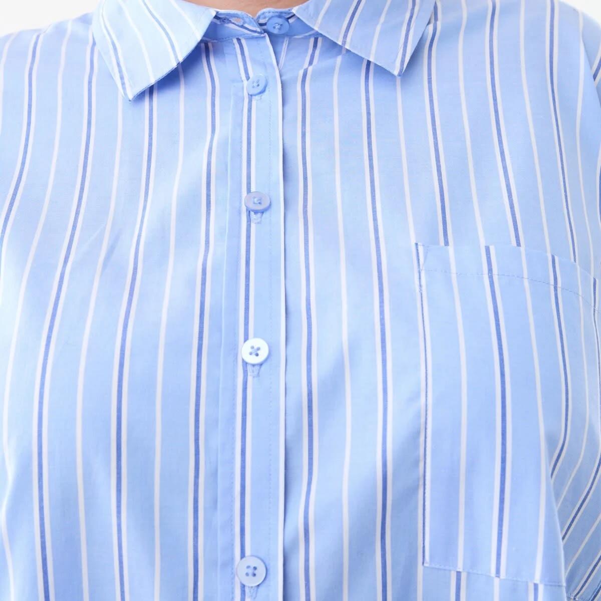 5 Curve Long Sleeve Boyfriend Shirt BLUE STRIPE BLUE MARINE, 5 of 5