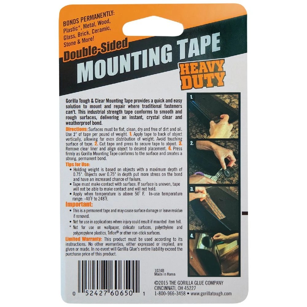 2 Gorilla Heavy Duty Mounting Tape 1.5m., 2 of 8