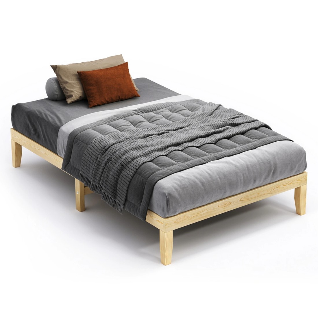 1 Alfordson Bed Frame Wooden Timber Single Size Mattress Base Platform Pramod - Natural, 1 of 10