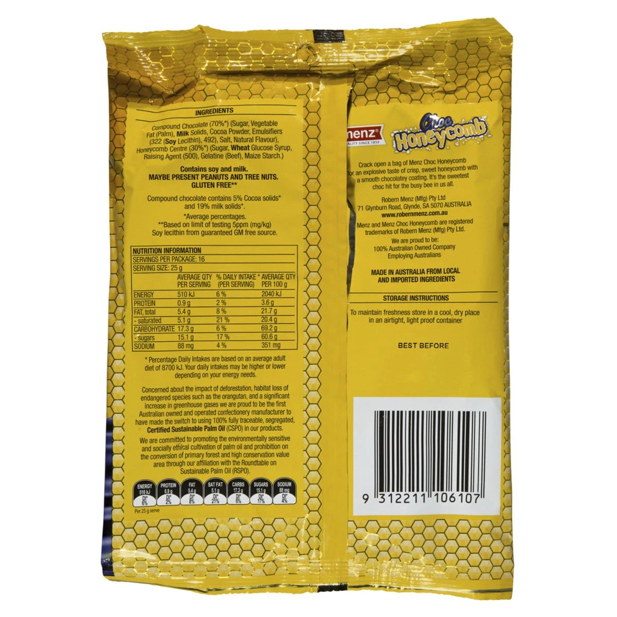 2 Menz Choc Honeycomb Chocolates 400g, 2 of 2
