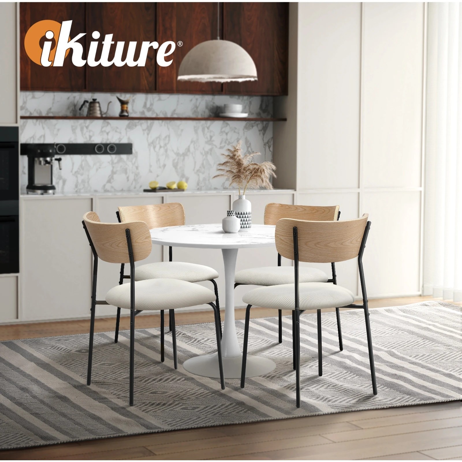 5 Oikiture 90cm Dining Table And Chairs 4-seater Kitchen Furniture Set
 - Multi, 5 of 10