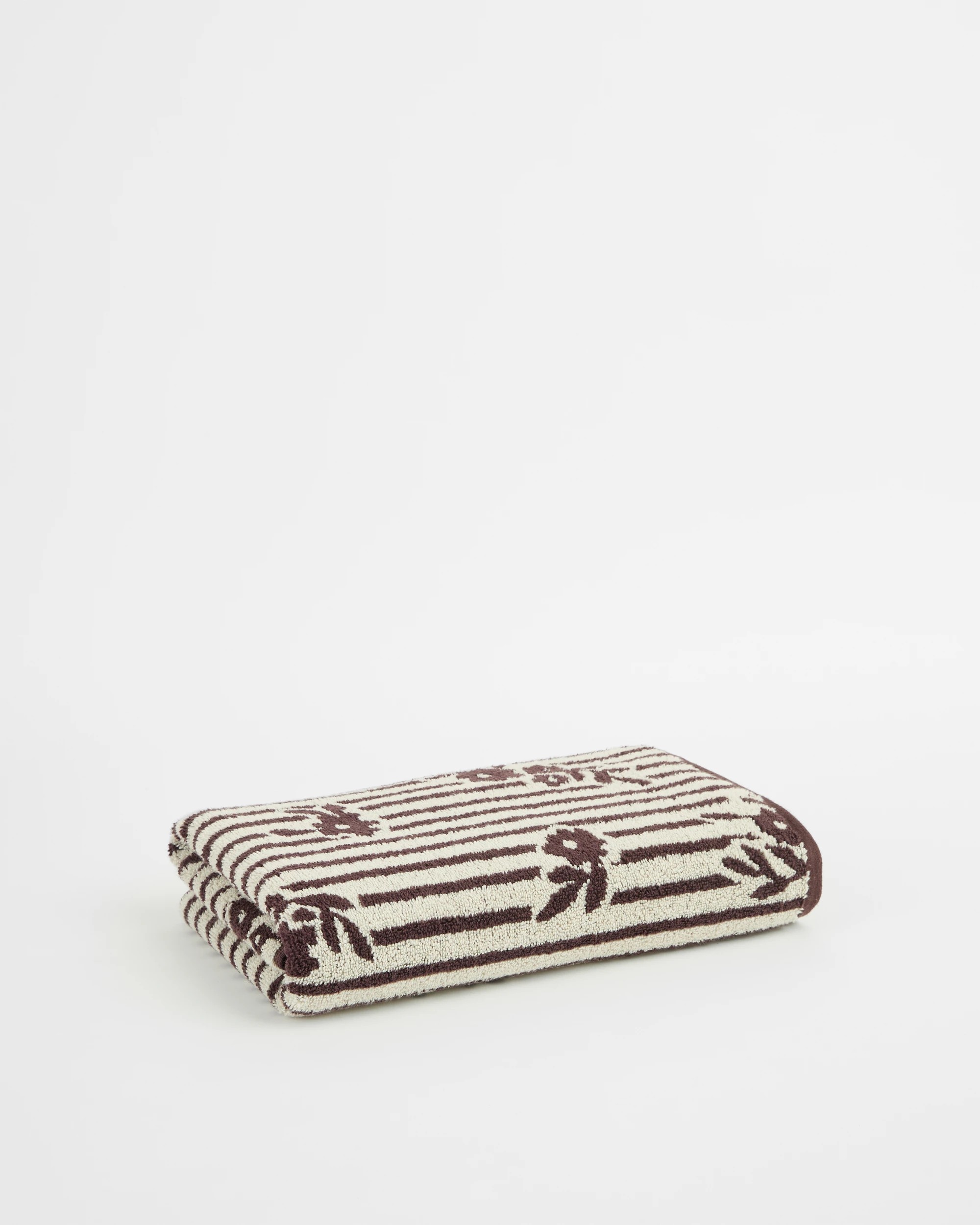1 Target Jasmine Floral Stripe Australian Cotton Bath Towel - Brown, 1 of 3