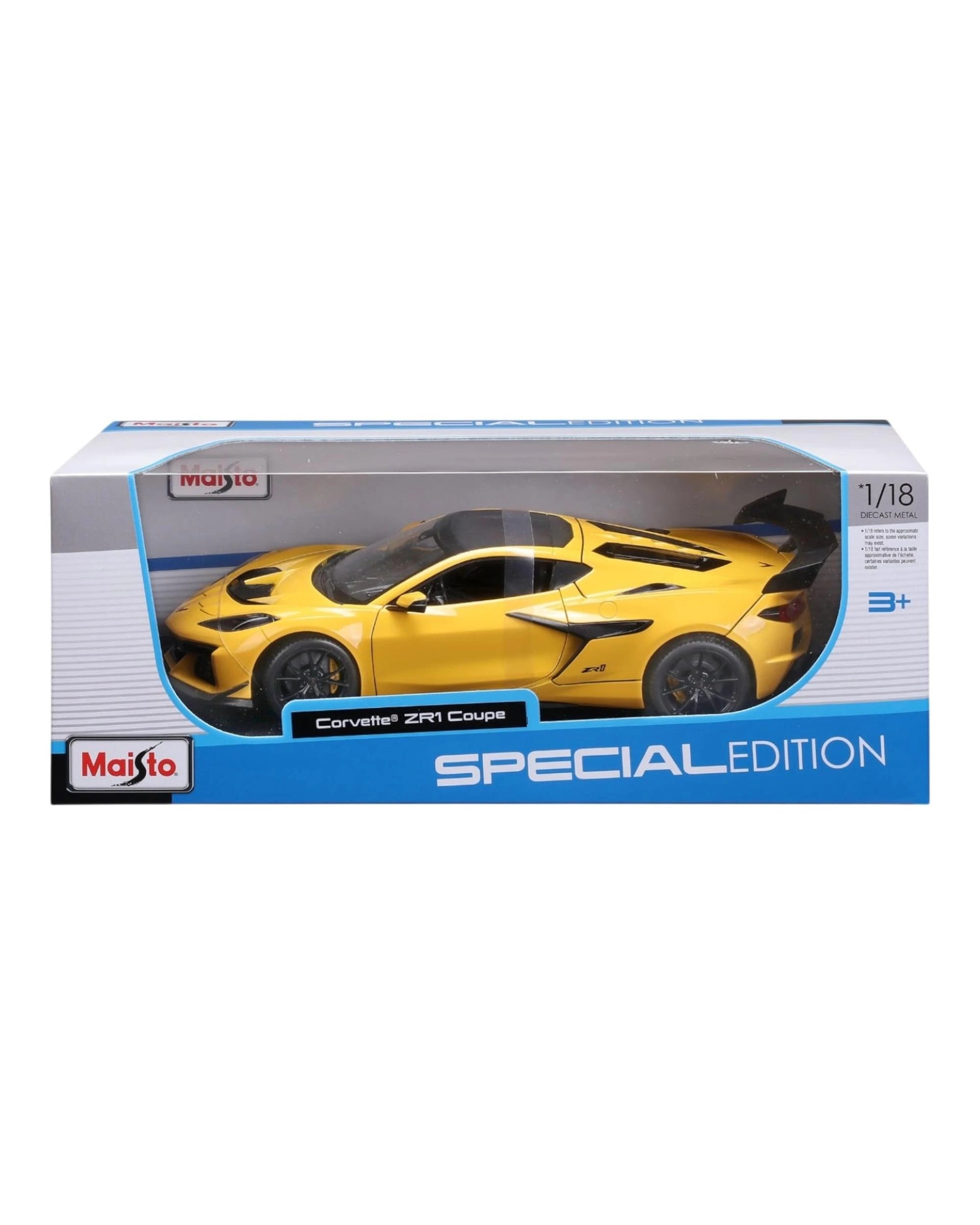 1 Maisto Special Edition 2025 Chevrolet Corvette ZR1 Coupe Competition Yellow 1:18 Scale, 1 of 7