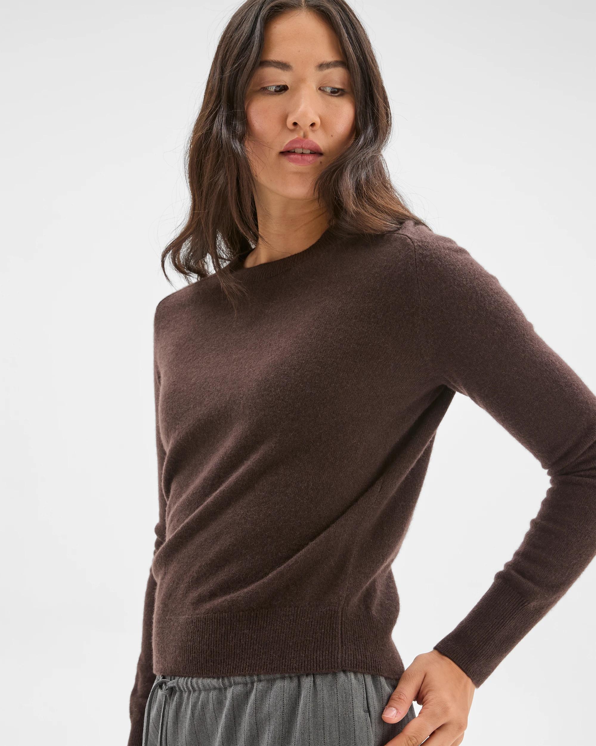 3 Preview Cashmere Crew Neck Jumper COFFEE BEAN MARLE, 3 of 7