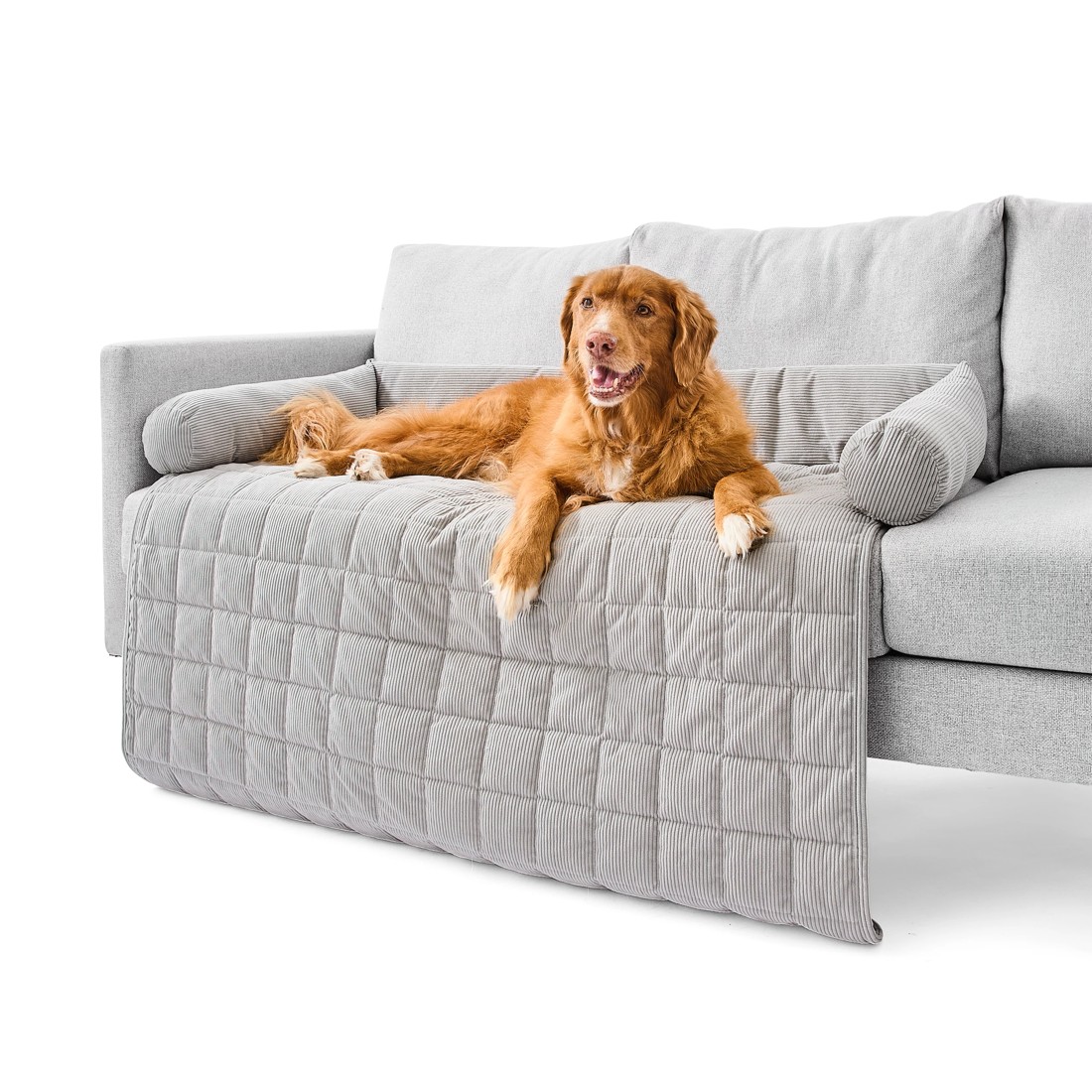 1 Pet Corduroy Couch Topper - Double Bed, Grey, 1 of 9