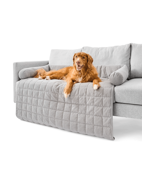 Pet Corduroy Couch Topper - Double Bed, Grey