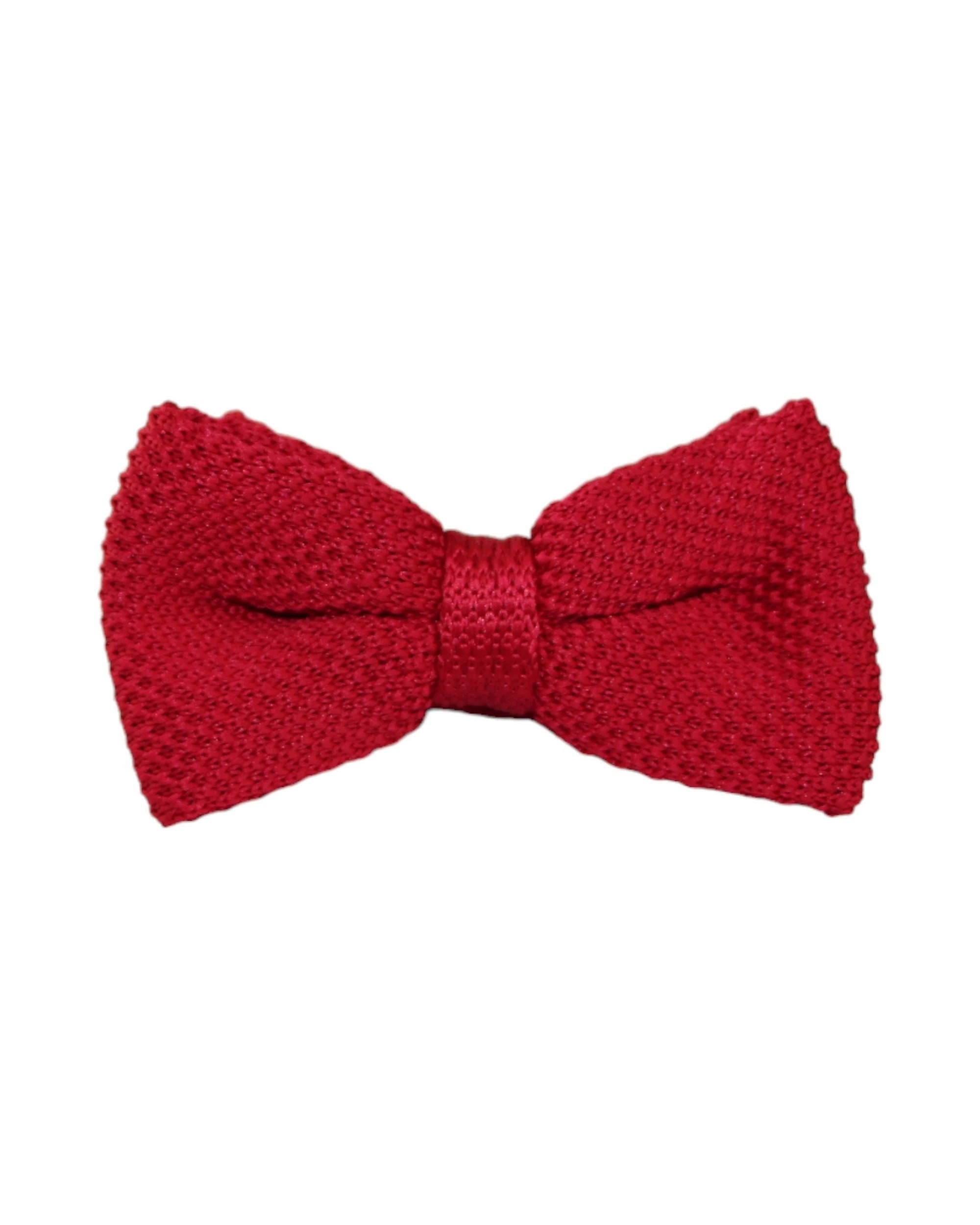 1 Zasel Mens Dark Red Cross-Hatched Knitted Bow Tie, 1 of 2