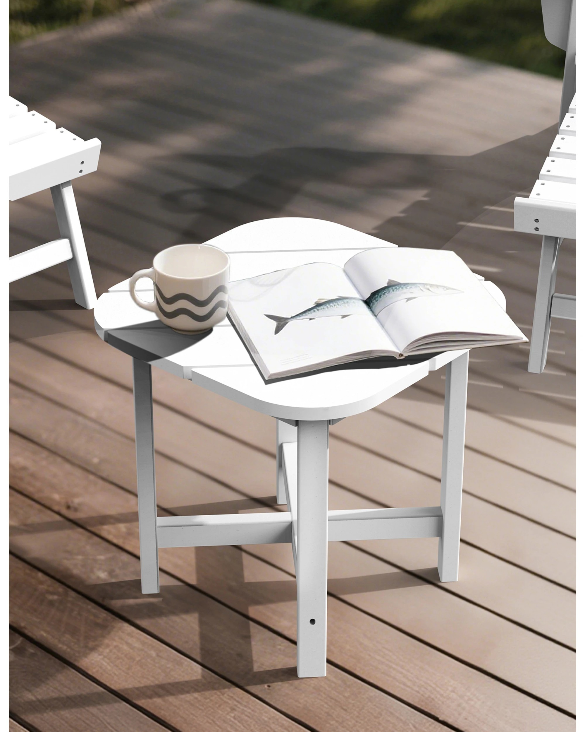 4 EHOMMATE Outdoor HDPE Adirondack Square Side Table - White - White, 4 of 8