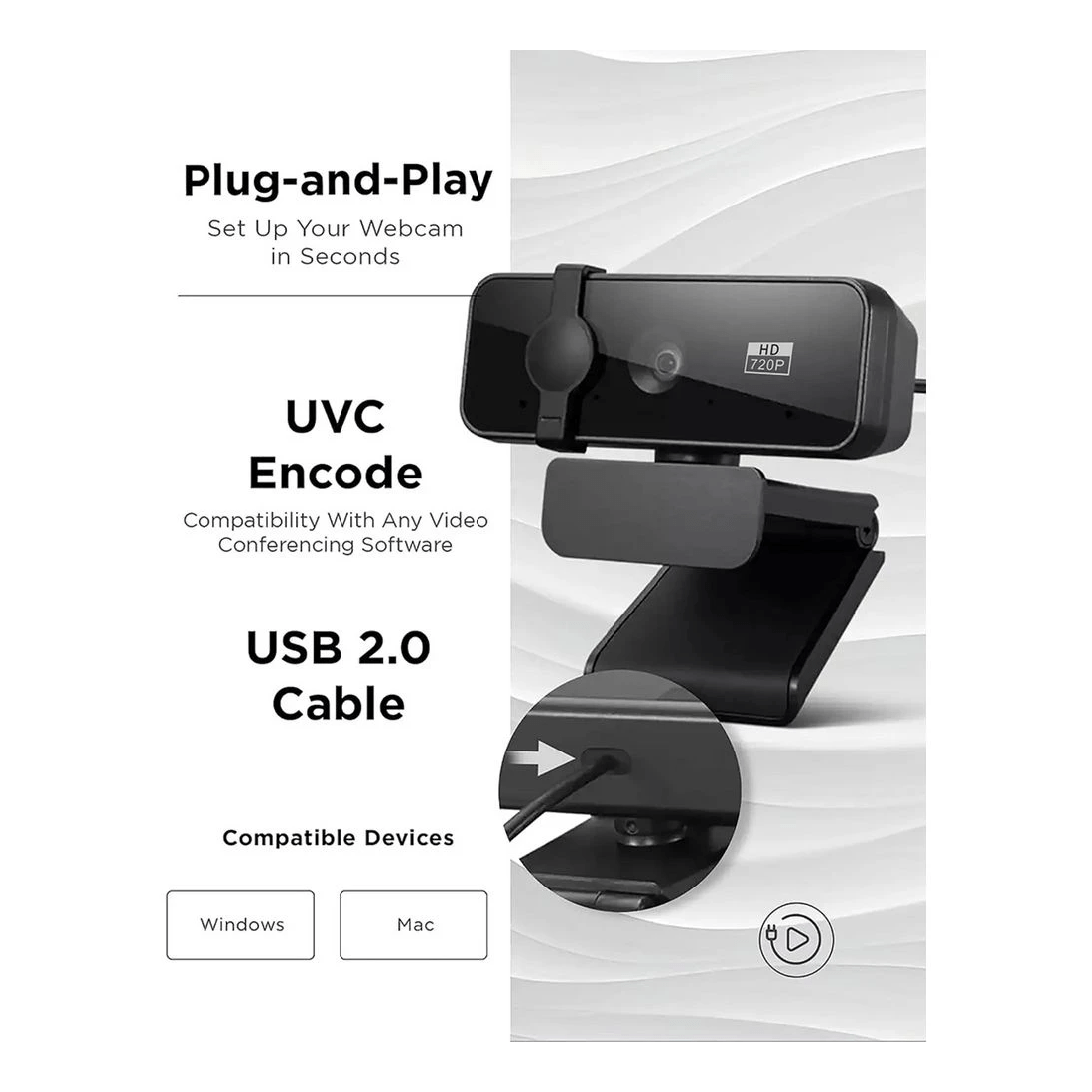 5 J.Burrows CW036 HD Webcam 720p Black, 5 of 9