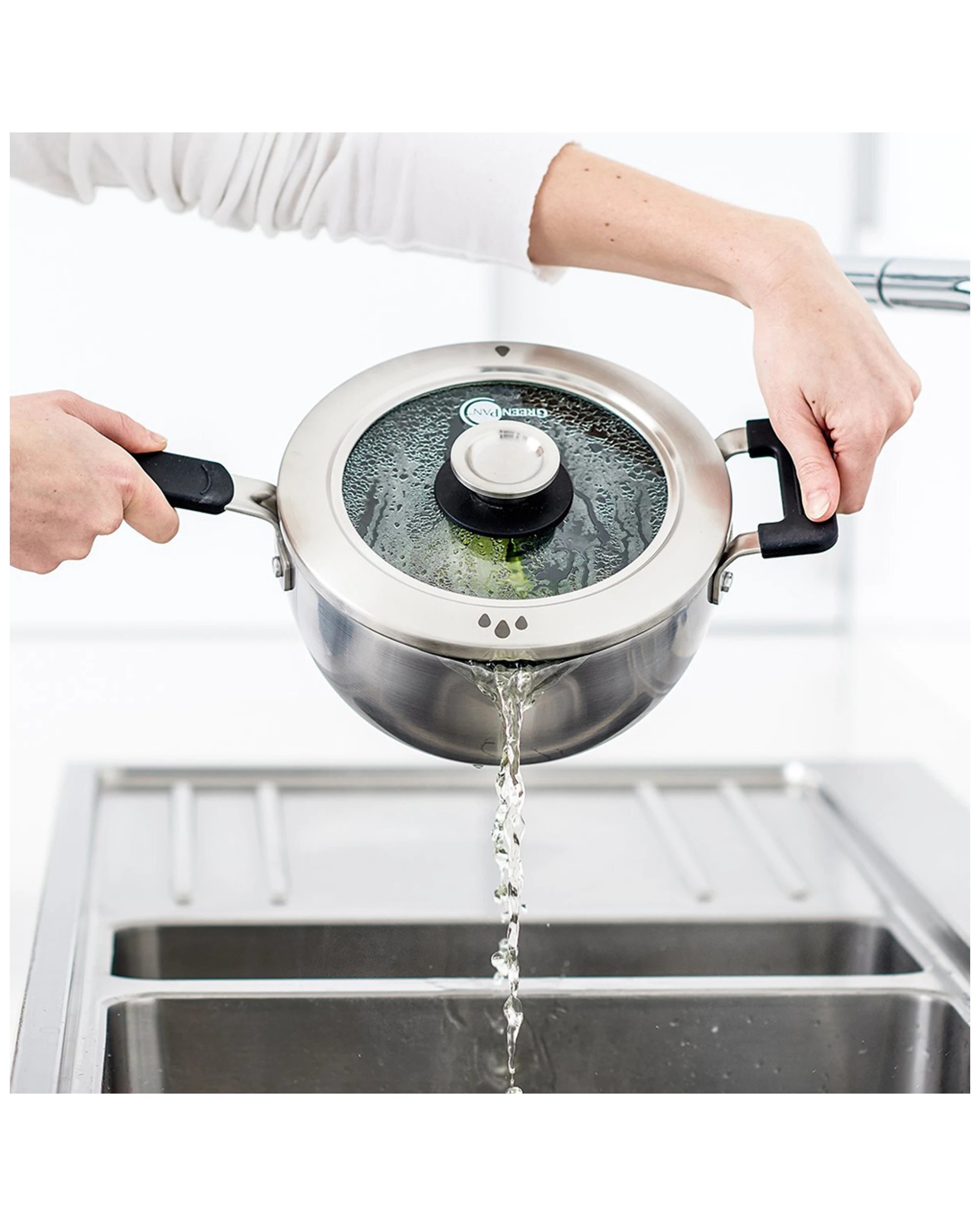 7 11pc Greenpan Levels Stackable Tri-ply Stainless Steel Home Kitchen Cooking Set
 - Silver, 7 of 8