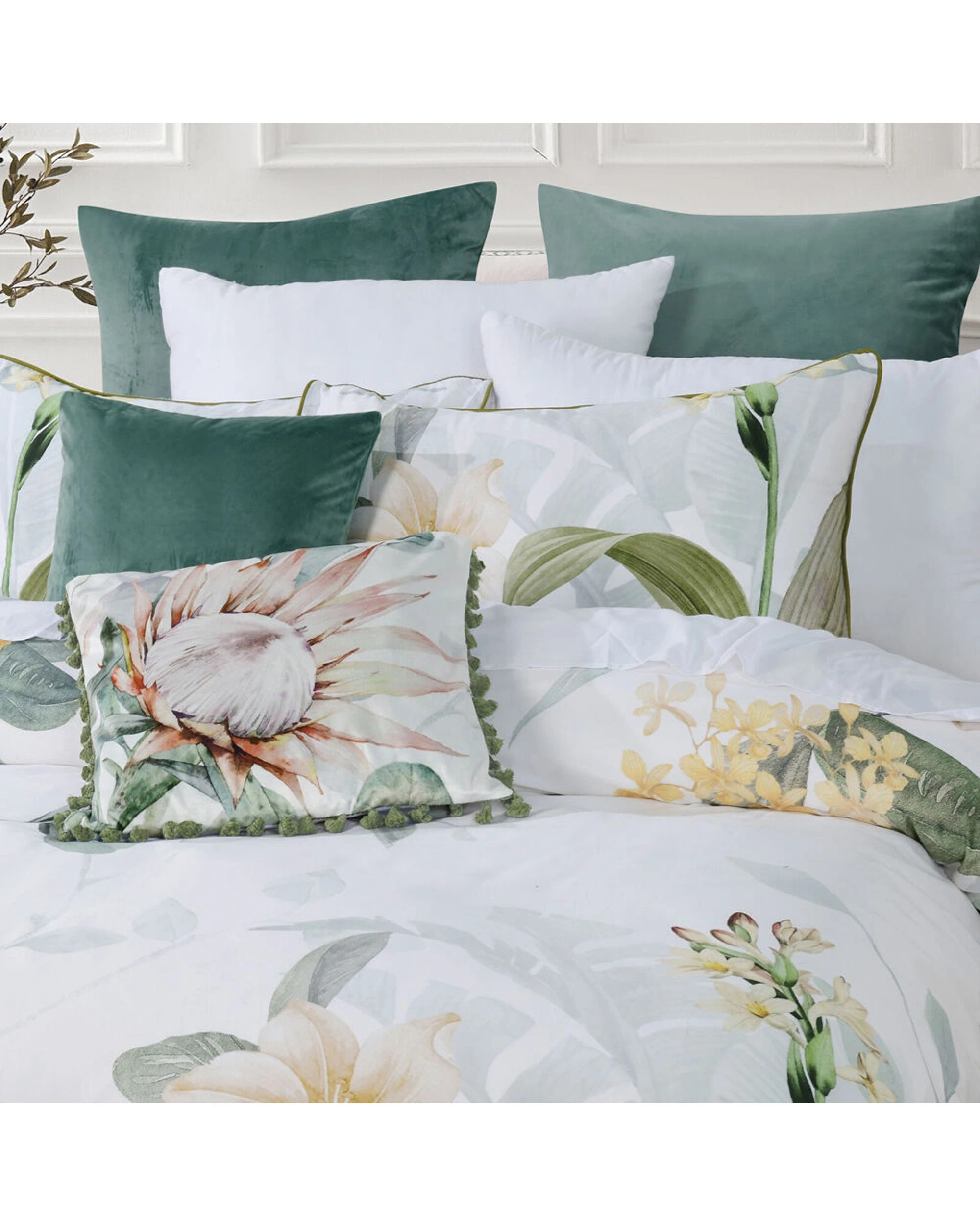 2 Bianca Helensvale Cotton Sateen Quilt Cover Pillowcase Set Double - White, 2 of 4