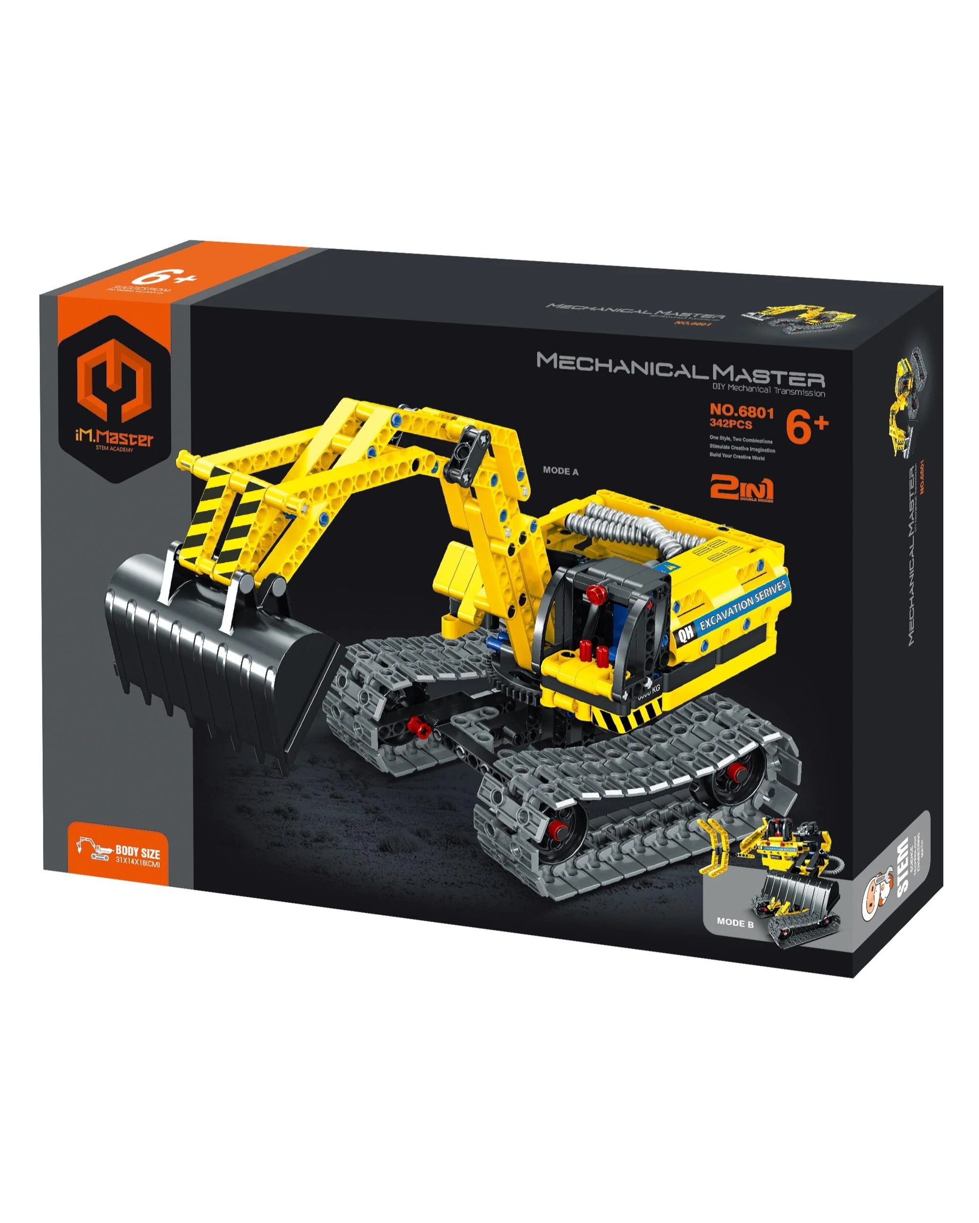 1 iM.Master Mechanical Master Digger and Robot 2-in-1 342 Piece Model Kit - 6801 - Yellow, 1 of 10