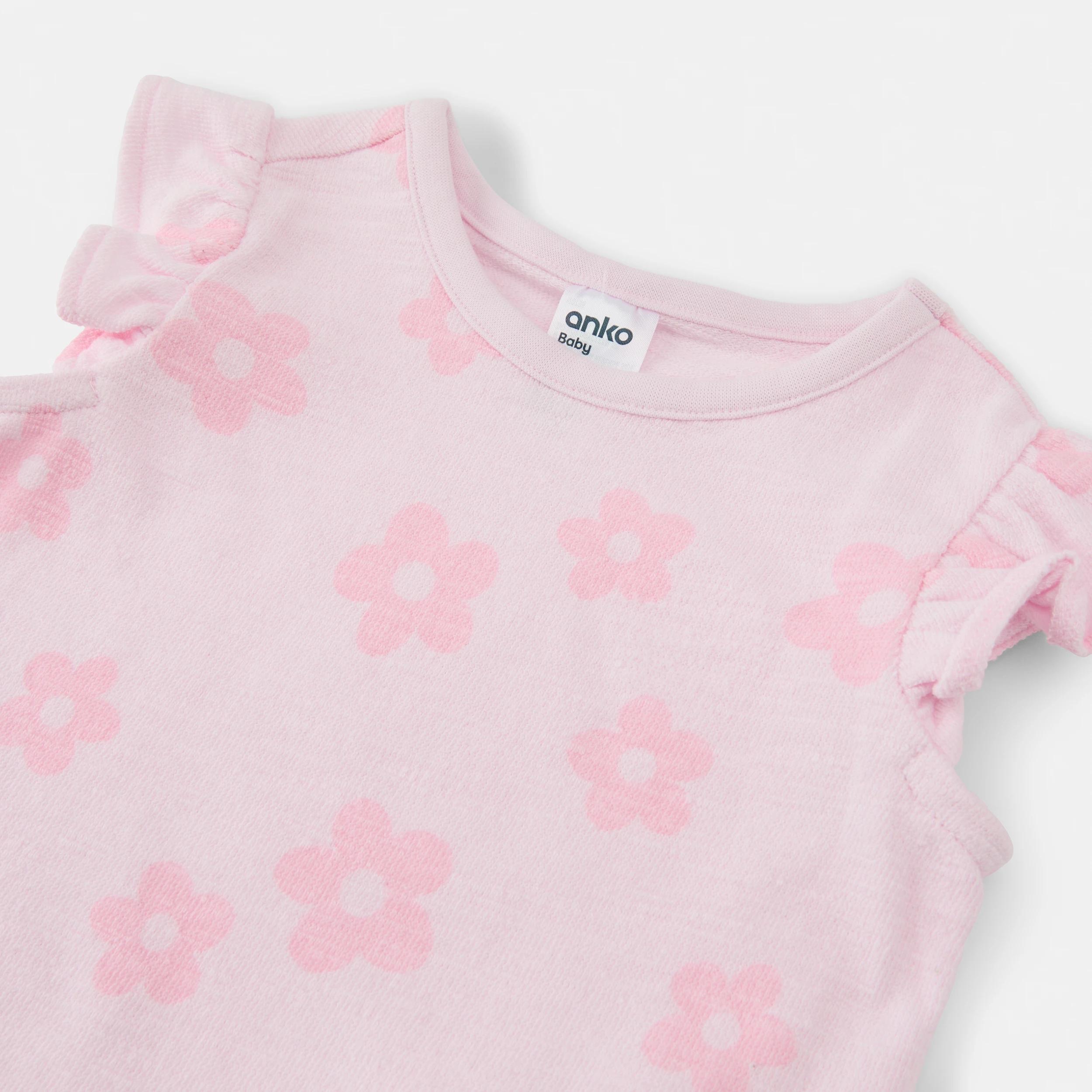 5 Short Sleeve Frill Slub Set PINK FLORAL, 5 of 6