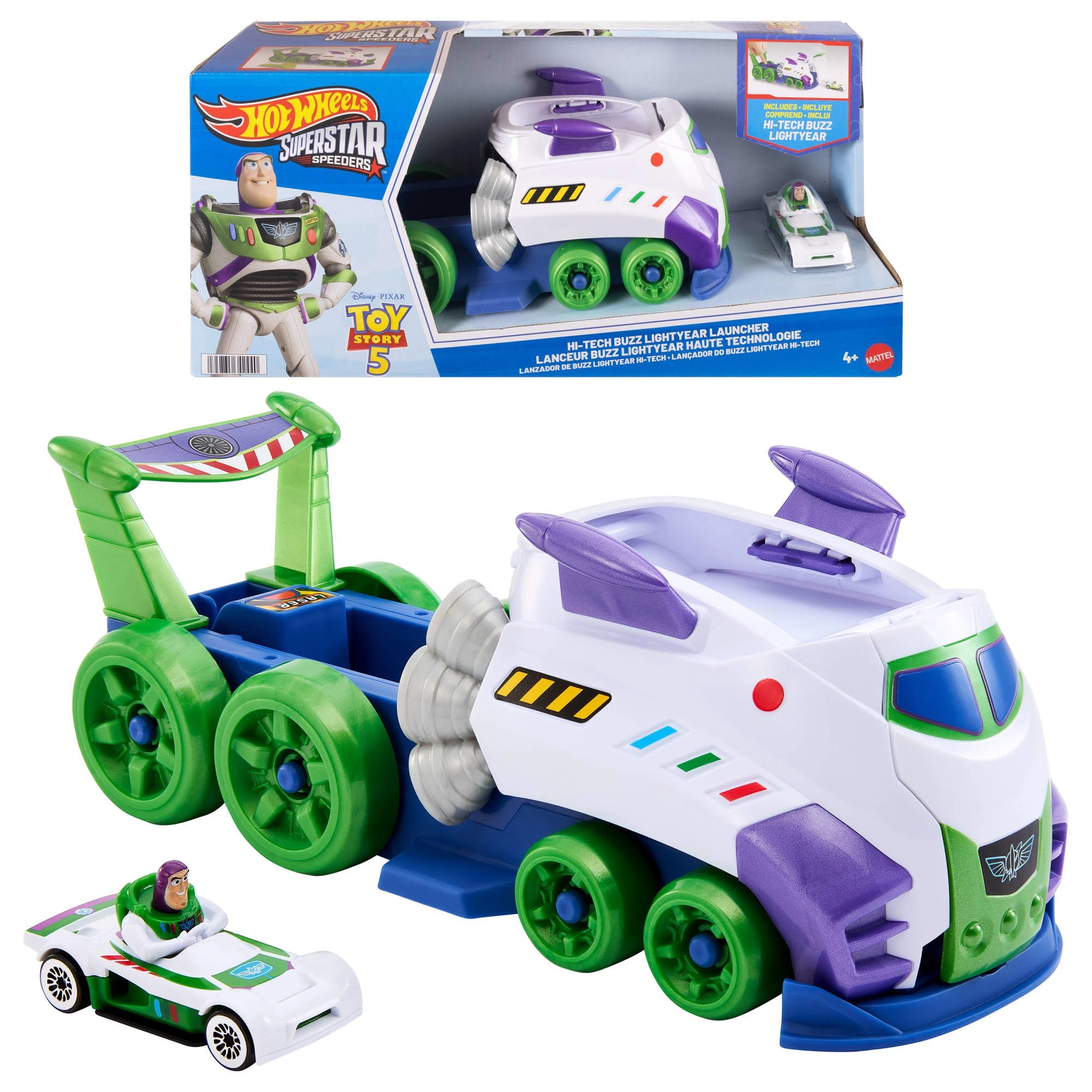1 Hot Wheels Superstar Speeders Disney and Pixar Hi-Tech Buzz Lightyear Launcher & Die-Cast Vehicle, 1 of 3