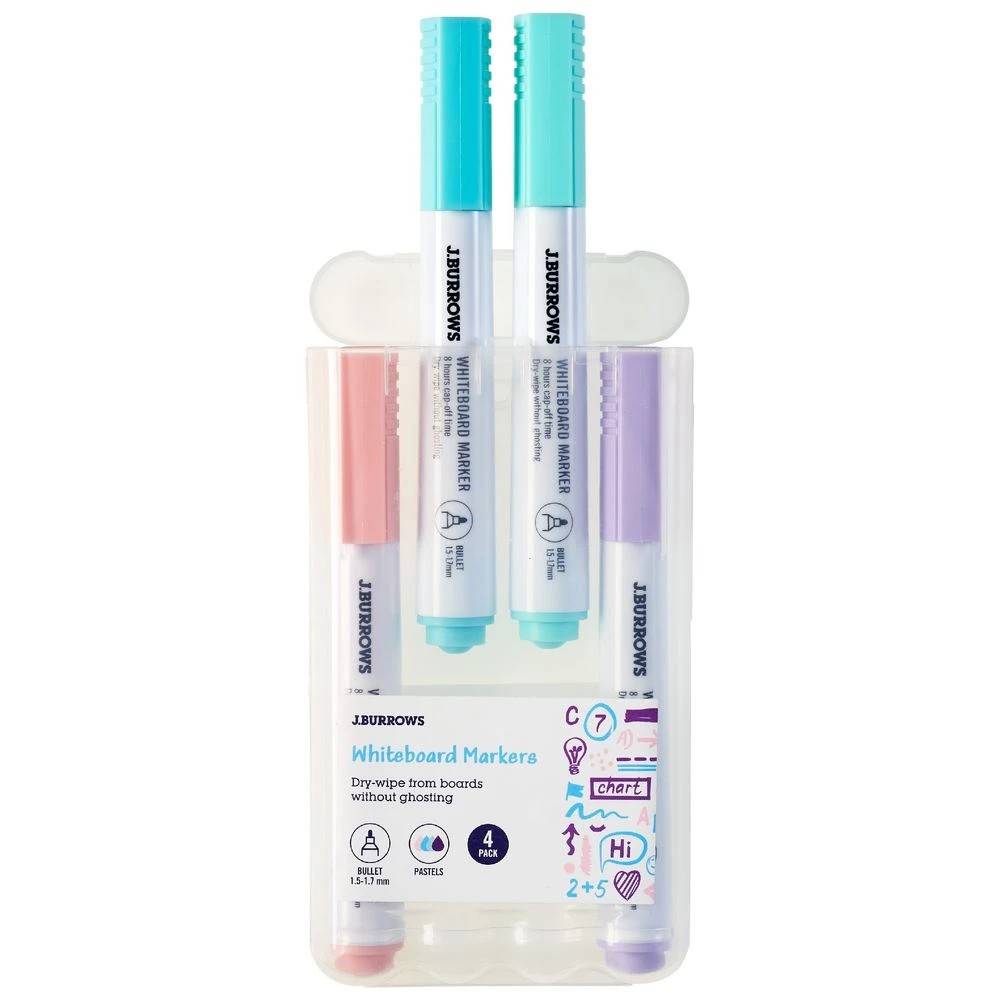 3 J.Burrows Whiteboard Markers Bullet Pastels 4 Pack, 3 of 3