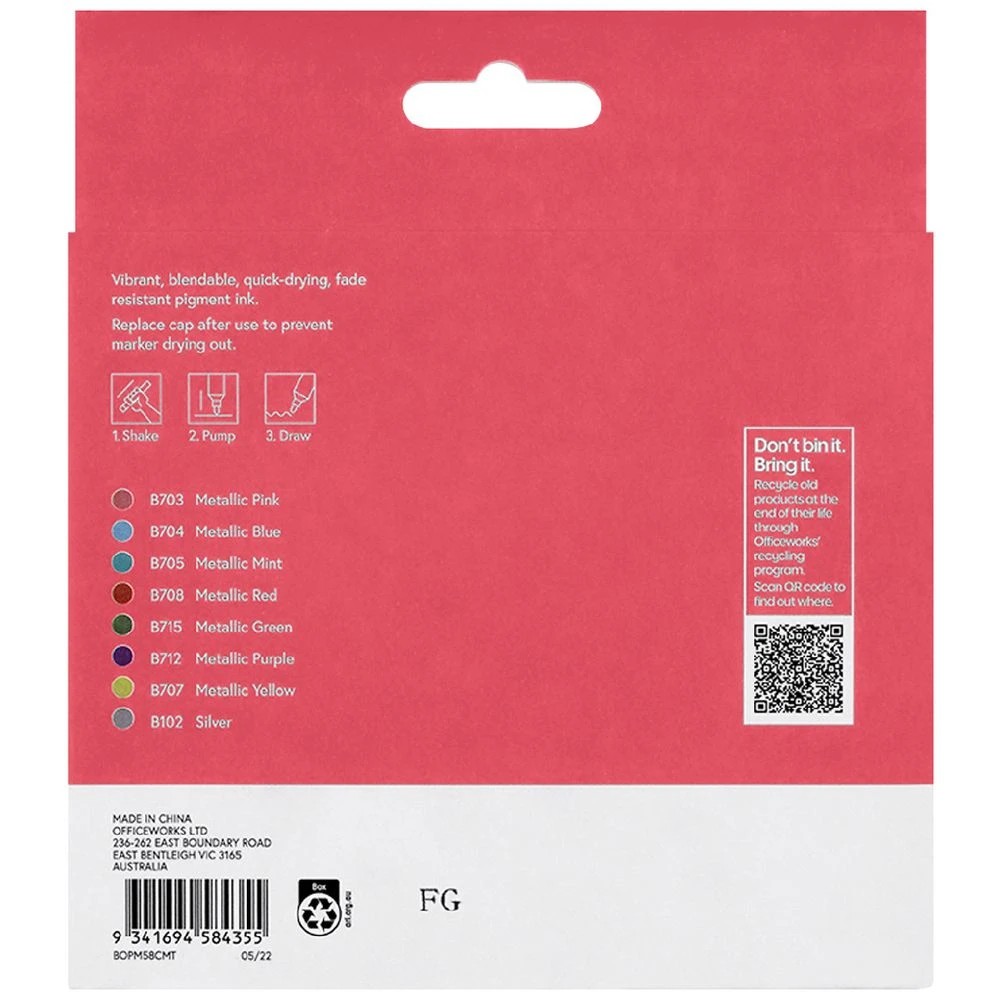 2 Born Acrylic Paint Marker 5mm Metallic 8 Pack, 2 of 4