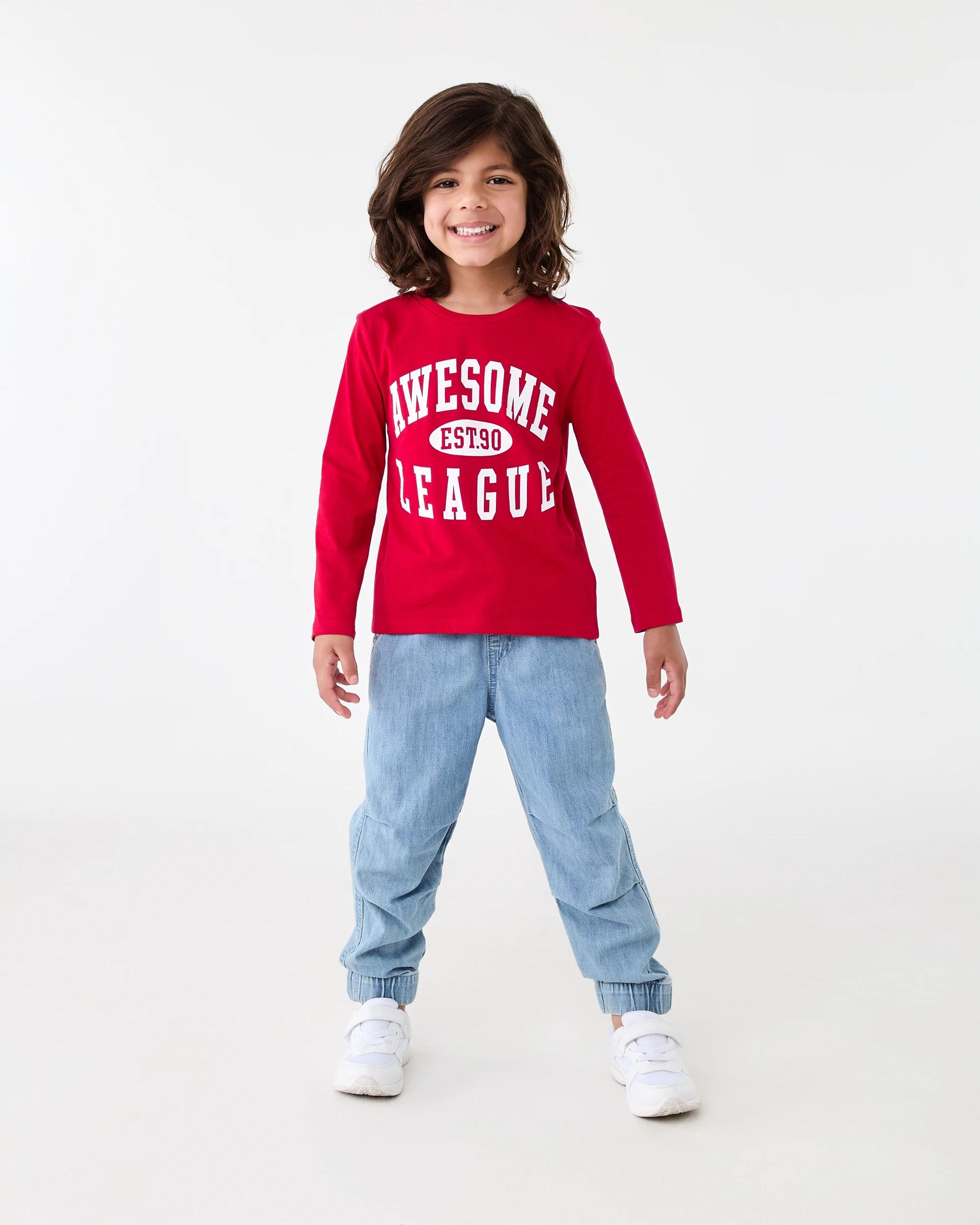5 Long Sleeve Print T-shirt Red Varsit, 5 of 5