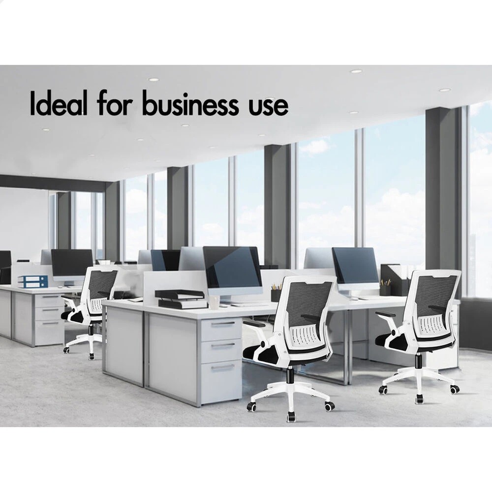 9 Alfordson Mesh Office Chair Executive Computer Fabric Gaming Racing Work Seat - White Black, 9 of 10