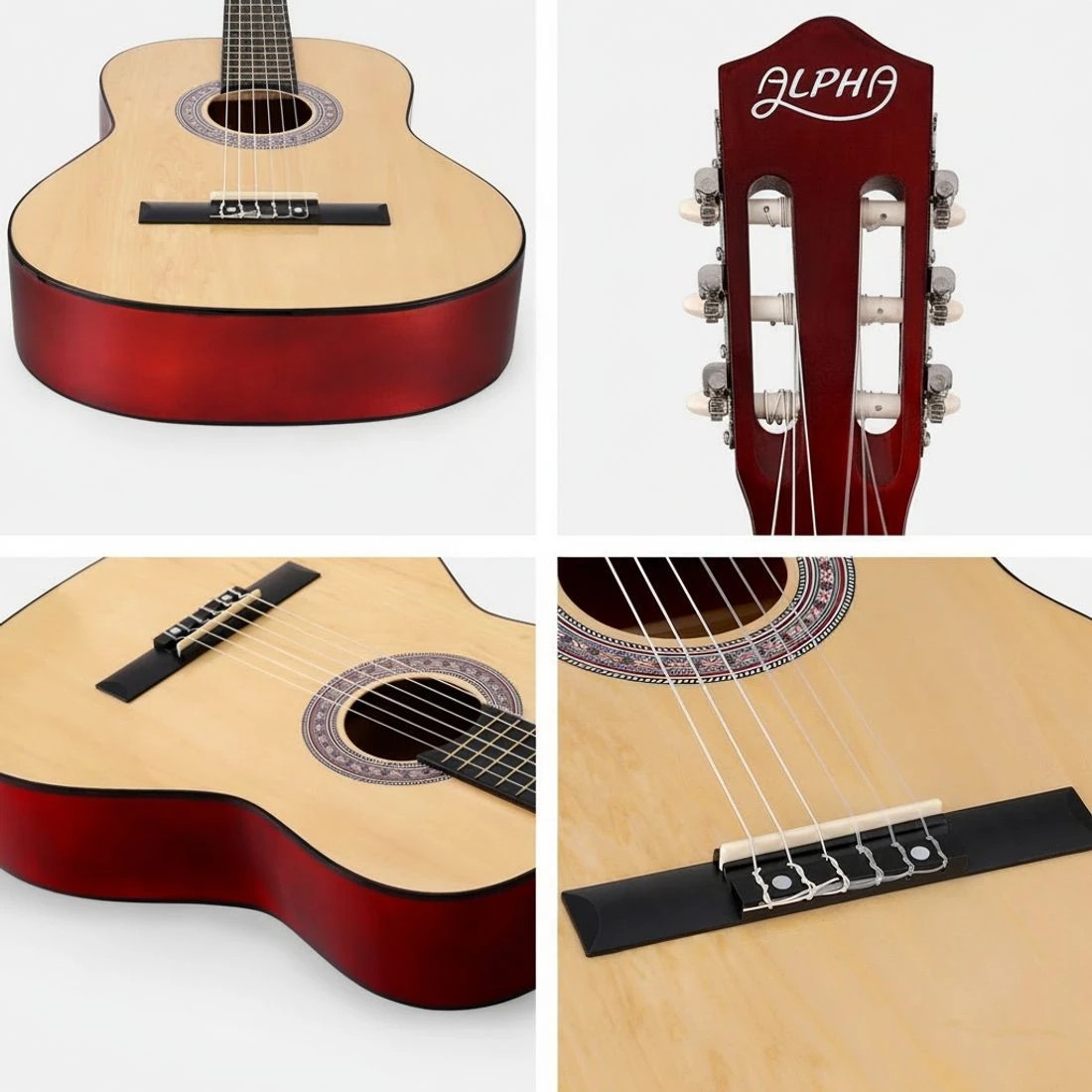 6 Alpha 39 Inch Classical Guitar Wooden Body Nylon String Beginner Gift - Natural, 6 of 7