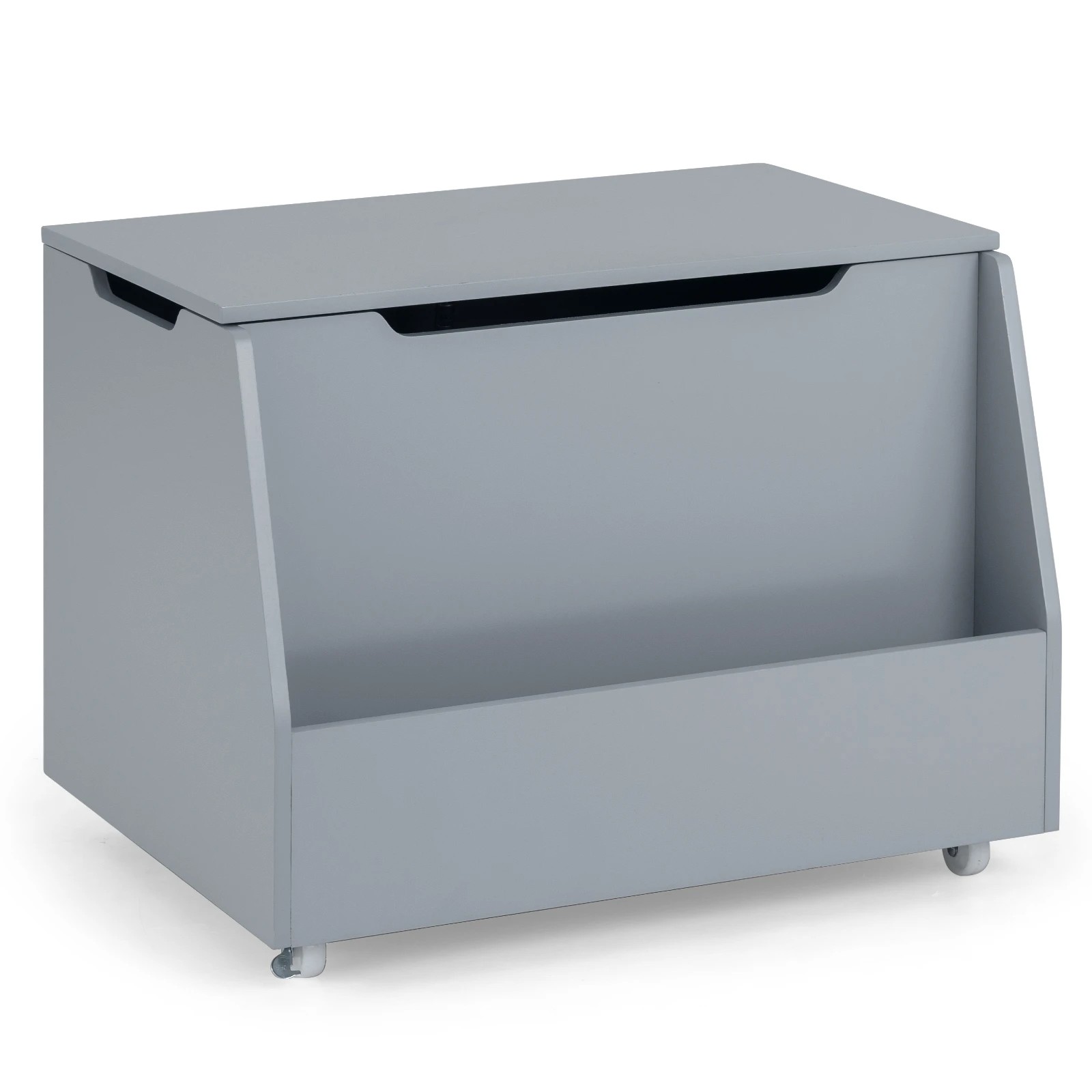 1 Costway Wooden Mobile Toy Box Storage Organizer w/Bookshelf - Grey, 1 of 1