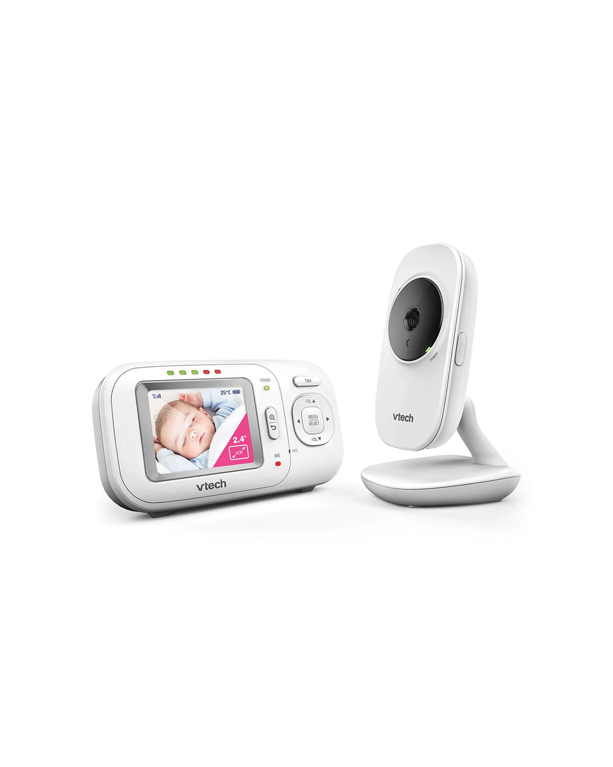1 Vtech 2.4 Inch Lcd Video Audio Baby Monitor With Night Vision And Wall Mountable Design
 - White, 1 of 4