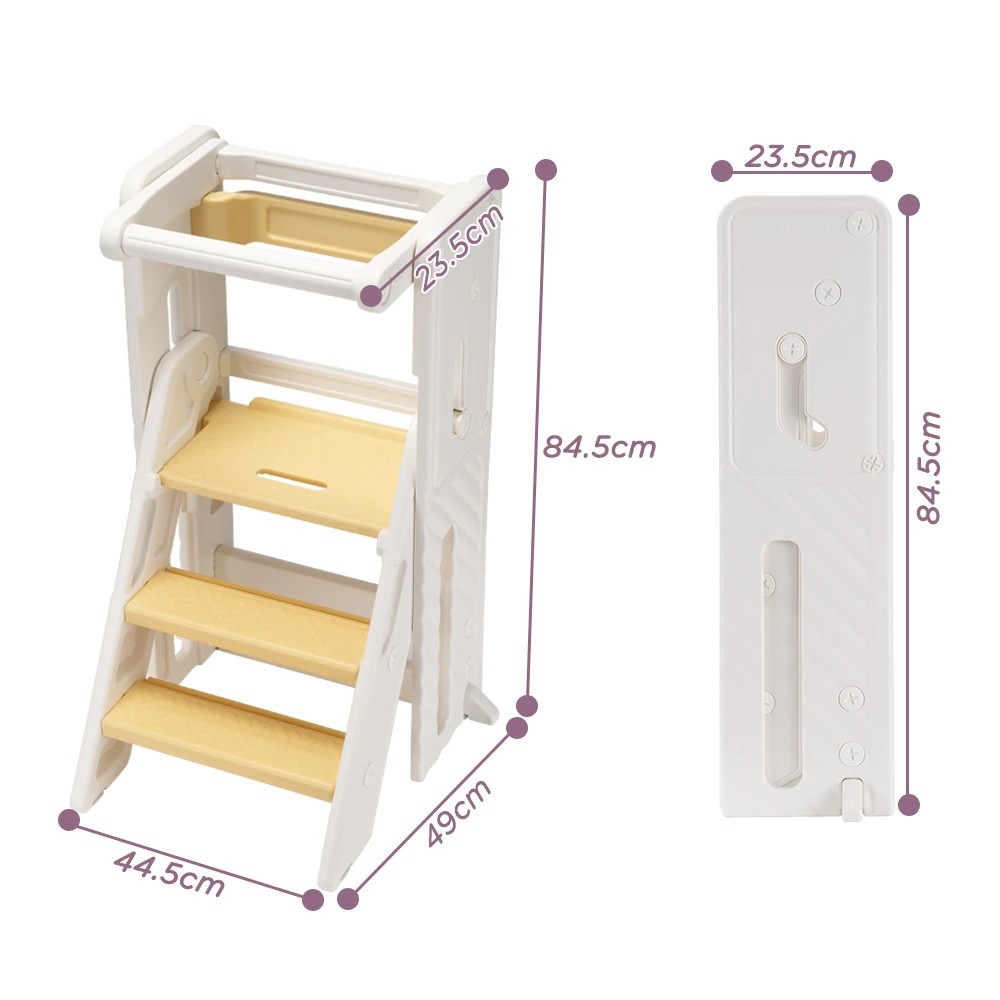2 PlayPals Foldable Toddler Tower Kitchen Helper with Safety Rail - Yellow, 2 of 3