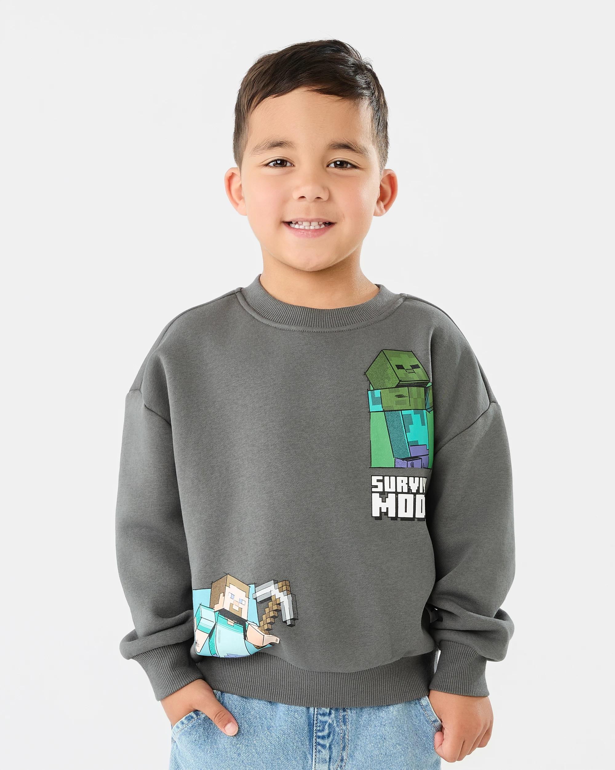 1 Minecraft License Oversized Crew Neck Sweatshirt Minecraft, 1 of 9