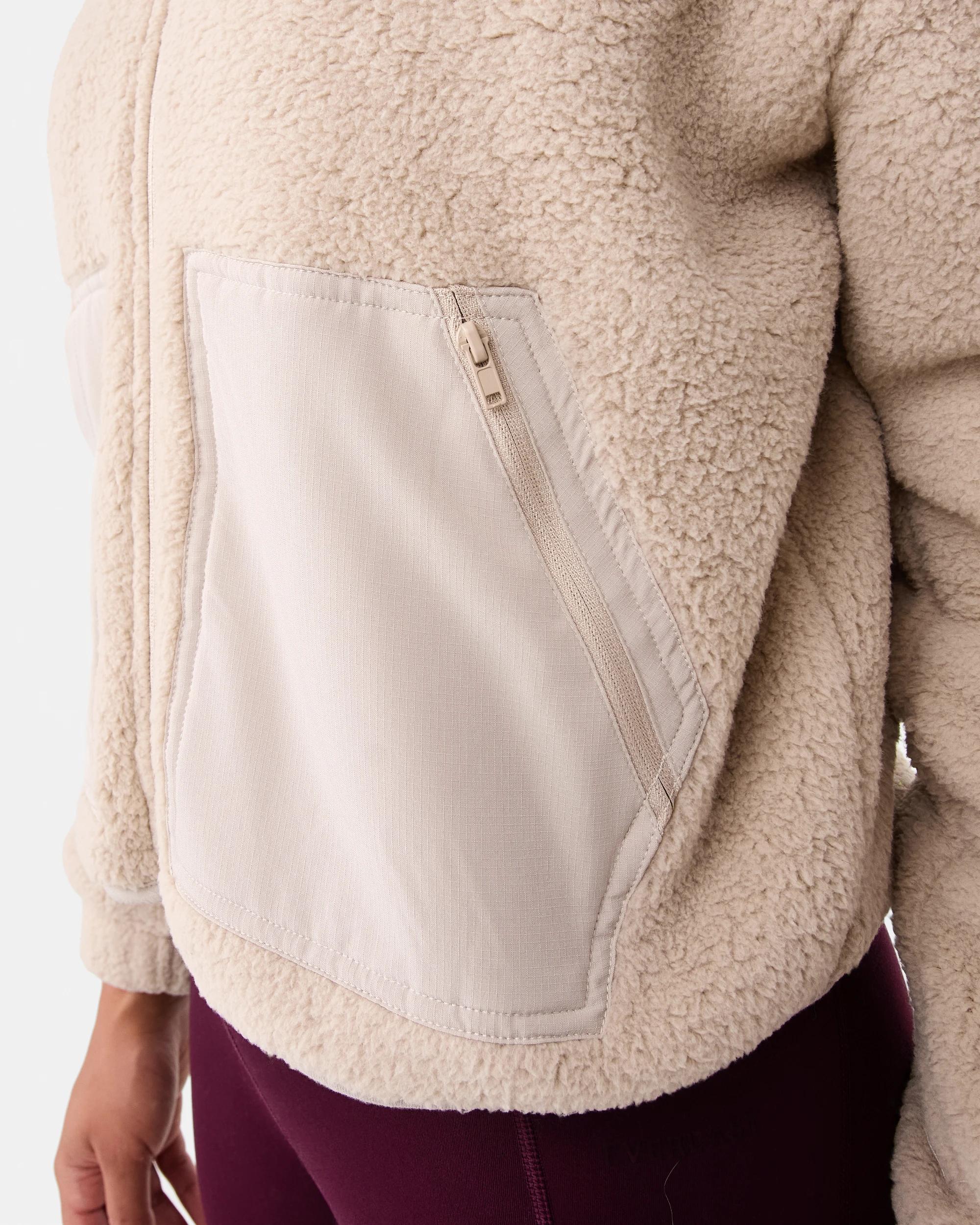 9 Everlast Womens Sherpa Bomber Jacket Stone, 9 of 9