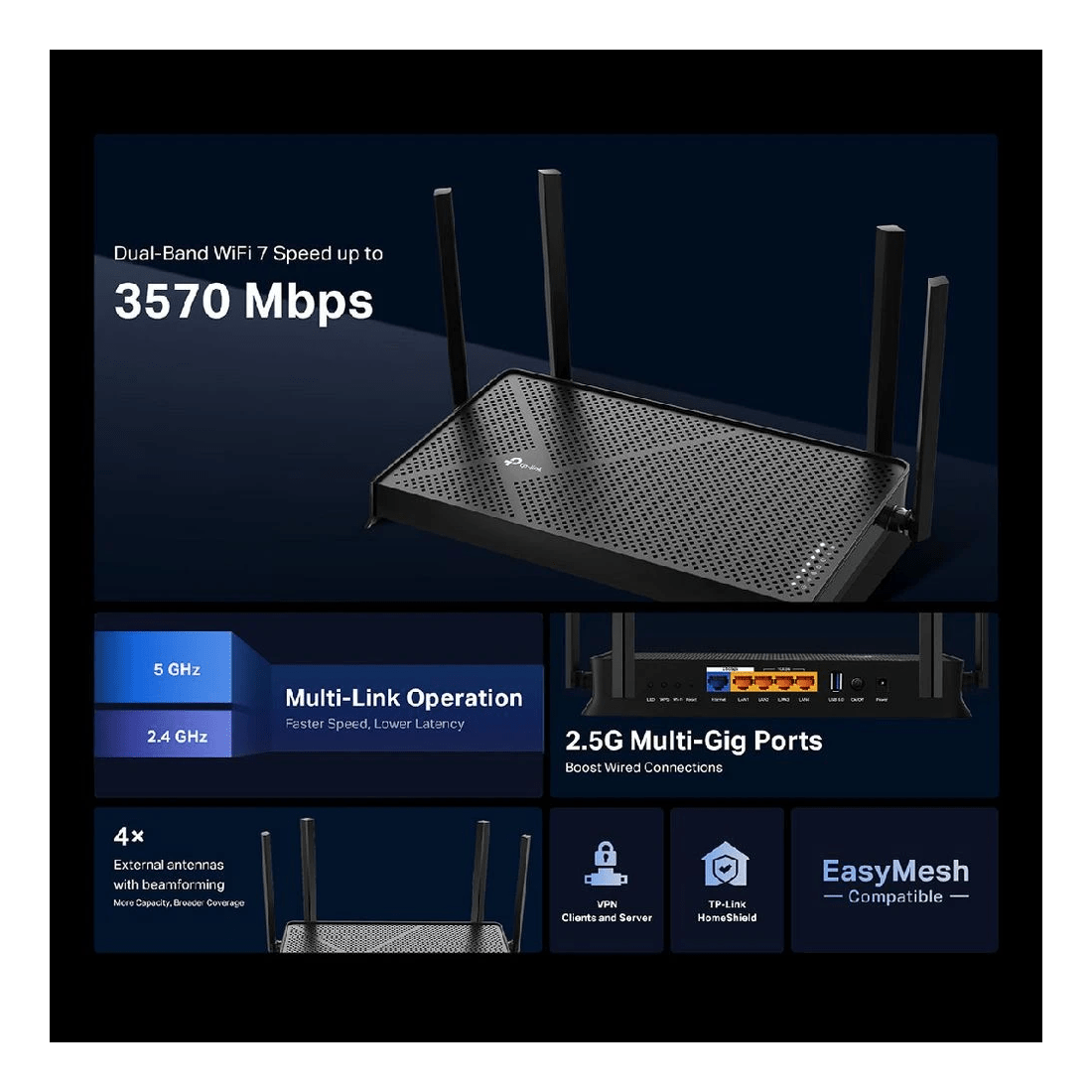 3 TP-Link Archer BE230 BE3600 Dual-Band WiFi 7 Router, 3 of 8