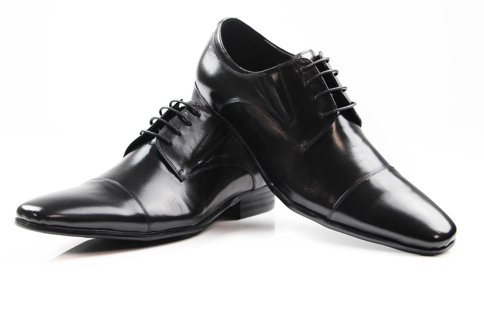 1 Zasel Mens Parker Leather Lace Up Work Formal Dress Casual Shoes BLACK, 1 of 1