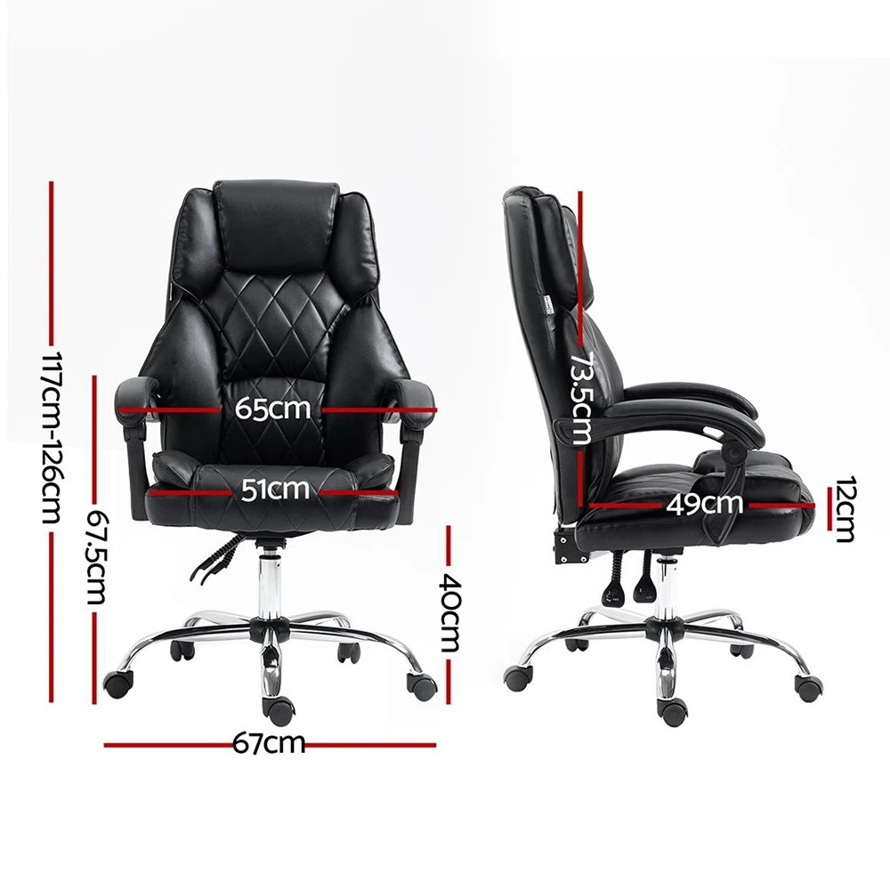 2 Artiss Executive Office Chair Leather Recliner - Black, 2 of 5