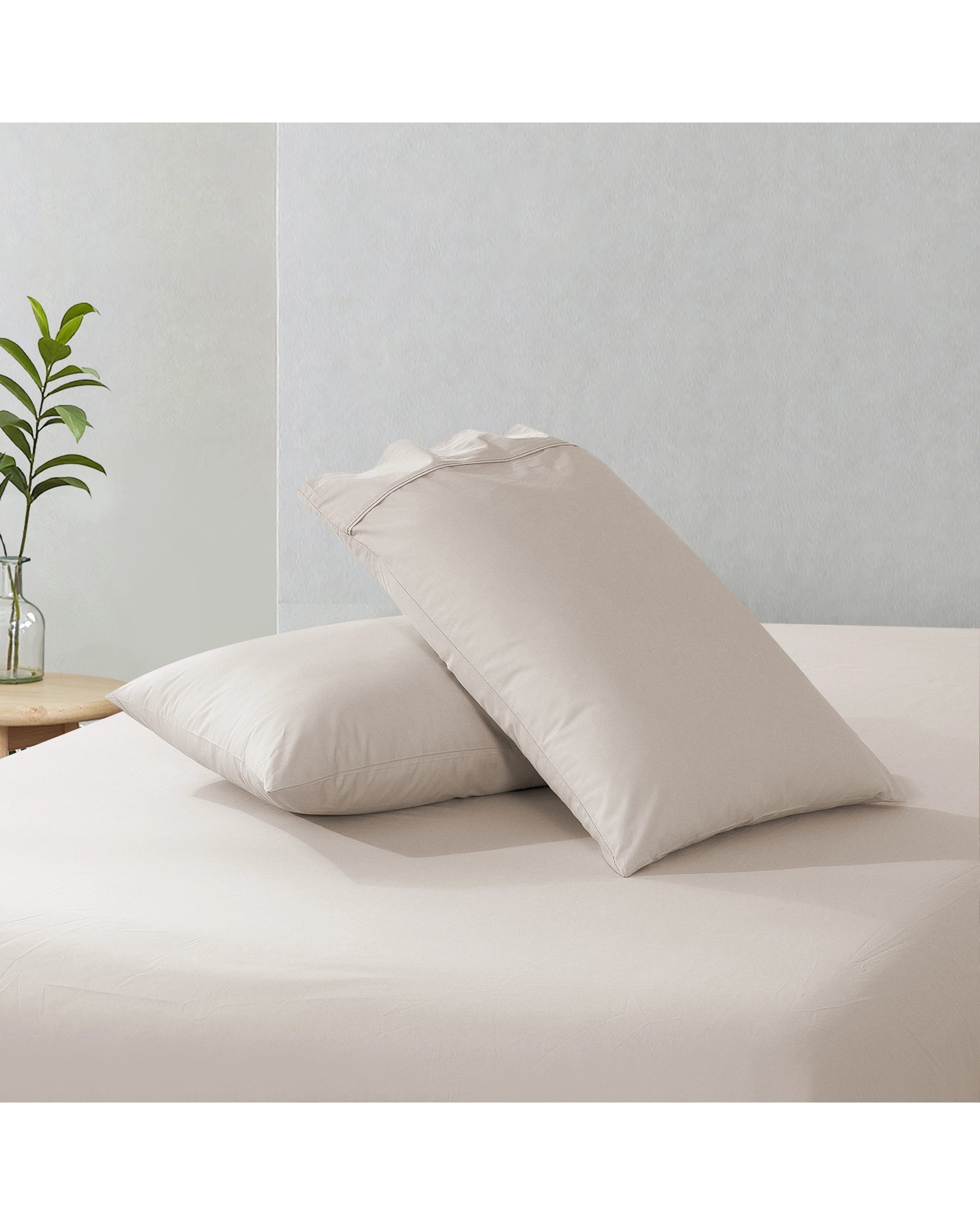 6 Dreamaker 300TC Cotton Percale Pillowcase Twin Pack - Oat, 6 of 7