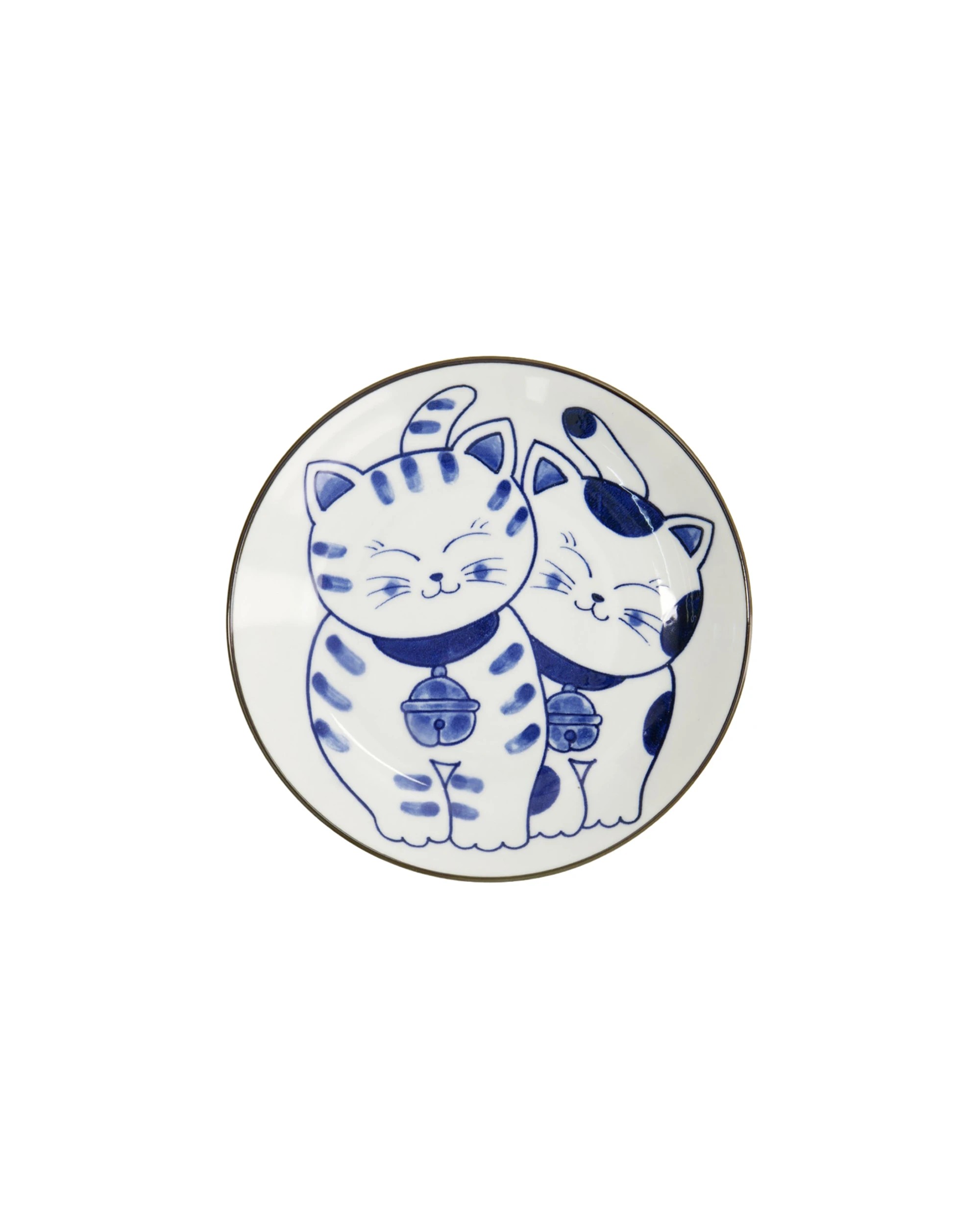 1 Tokyo Design Kawaii Neko Plate 16.5cm Twin Cat Porcelain Microwave Safe - Blue, 1 of 3