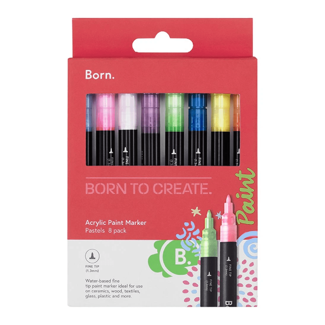 3 Born Acrylic Paint Marker 1.3mm Pastels 8 Pack, 3 of 4
