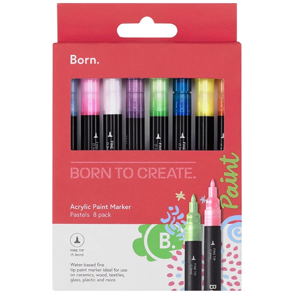 3 Born Acrylic Paint Marker 1.3mm Pastels 8 Pack, 3 of 4