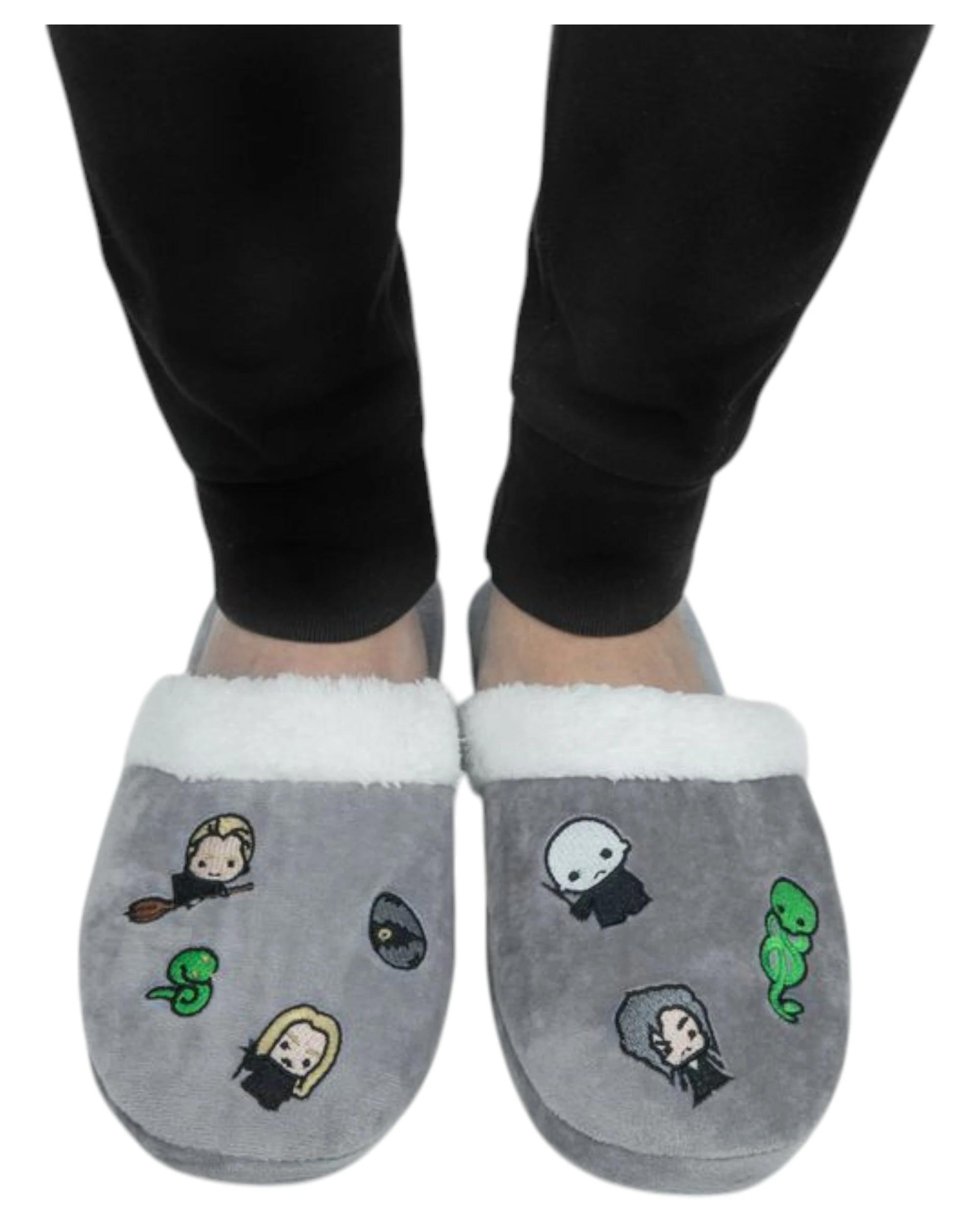 2 Harry Potter 2 Pairs Mens Womens Dark Arts Kawaii Slippers GREY, 2 of 3