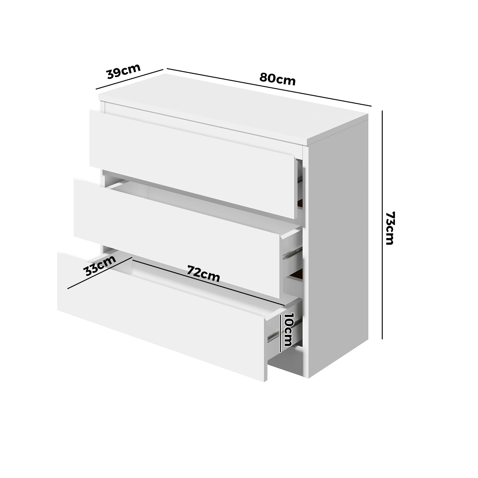 10 Oikiture 3 Chest Of Drawers Lowboy Dresser Table Storage Cabinet Bedroom
 - White, 10 of 10