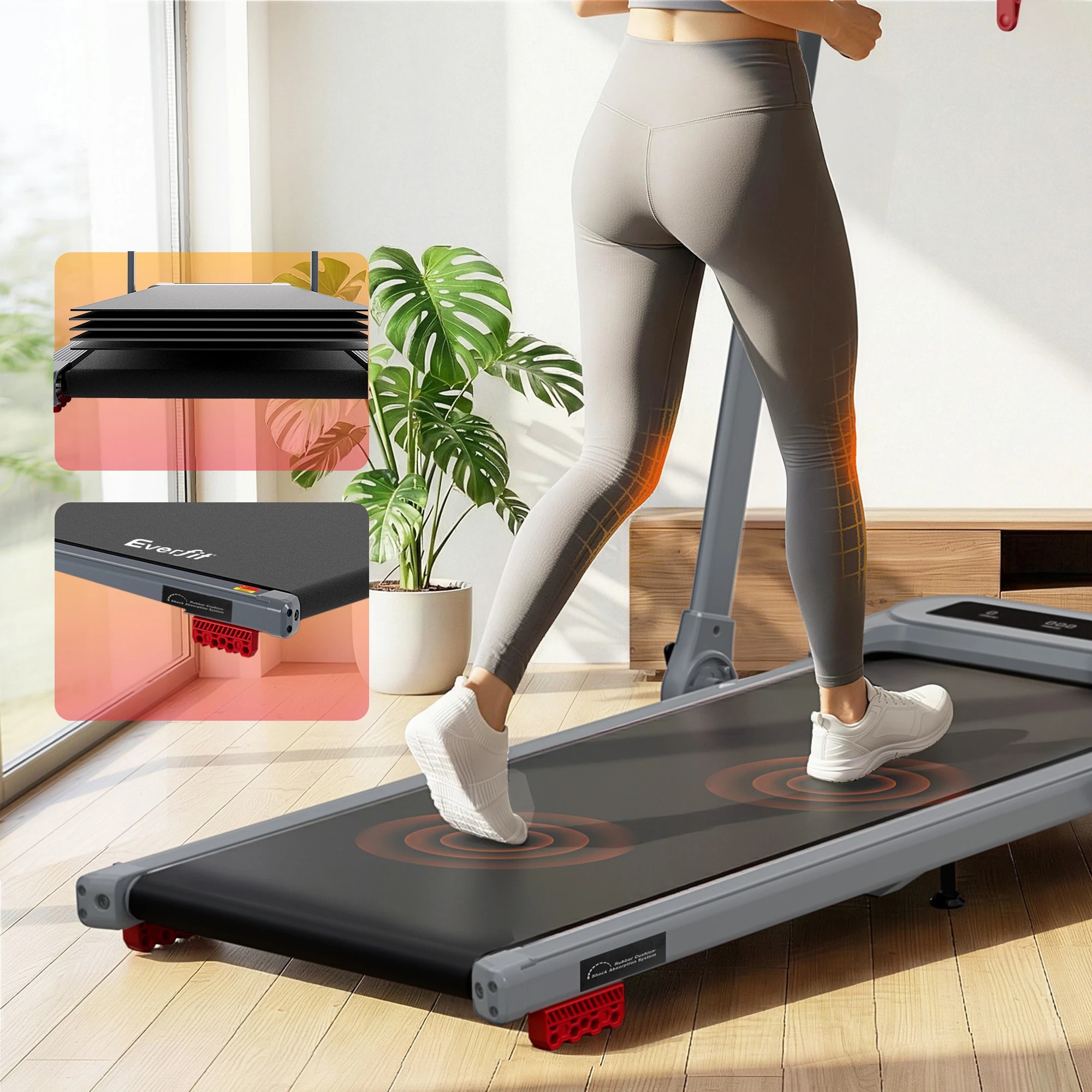 9 Everfit Treadmill Electric Walking Pad with Incline Foldable for Home Gym - Grey, 9 of 10