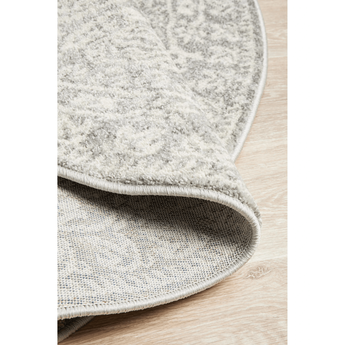 9 Rug Culture Mirage Gwyneth Transitional Silver Round Rug, 10mm Power-loomed Polypropylene, Made in Turkey - Silver, 9 of 9