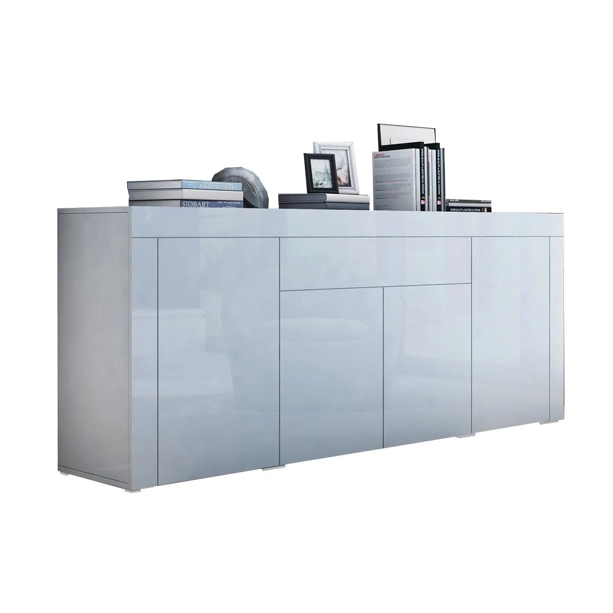 1 Ausway Sideboard Buffet Cabinet Table High Gloss Storage Cupboard, 1 of 7