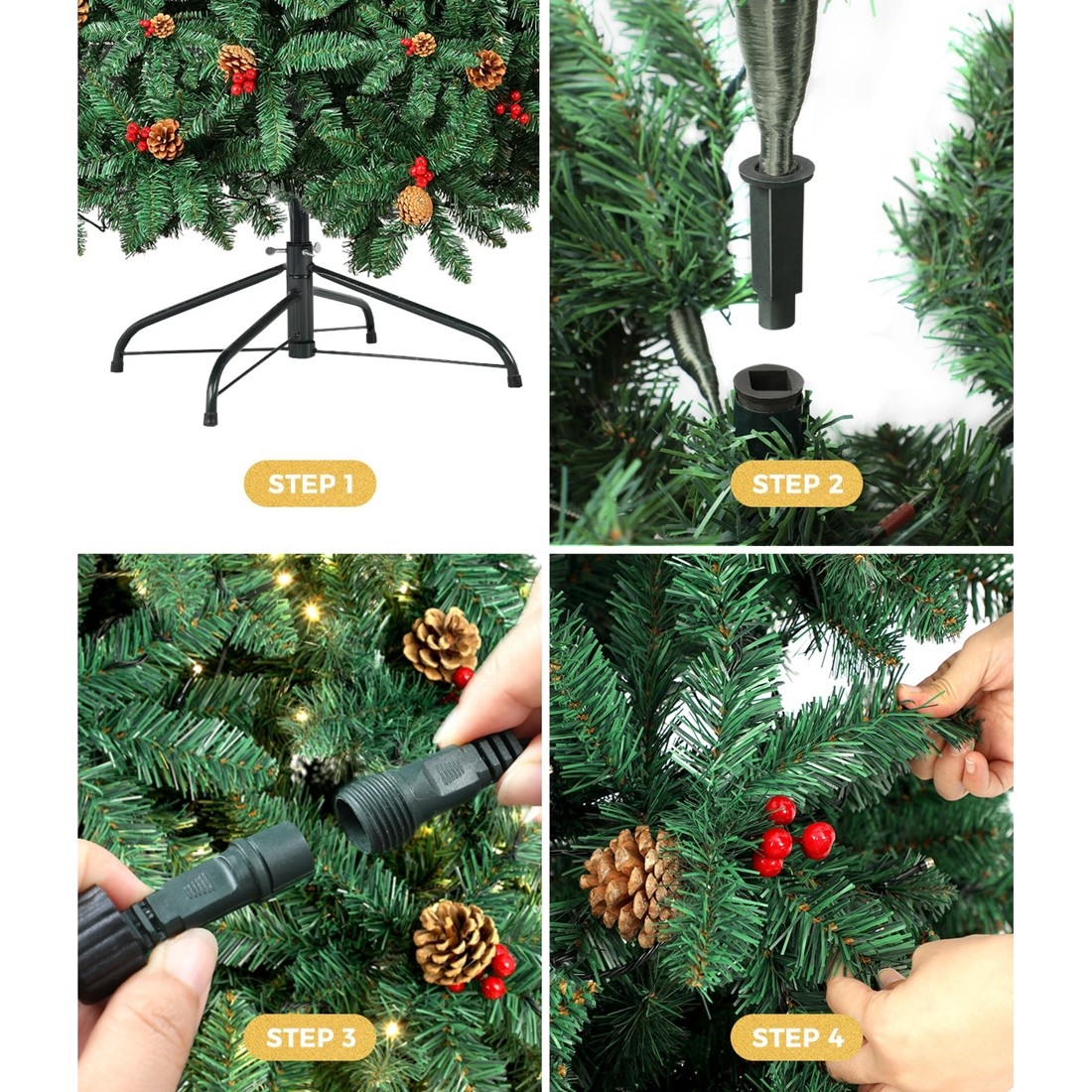 4 Tinseltown LED Christmas Tree 1.8M 6FT Xmas Trees Decor with Ornaments - Green, 4 of 7