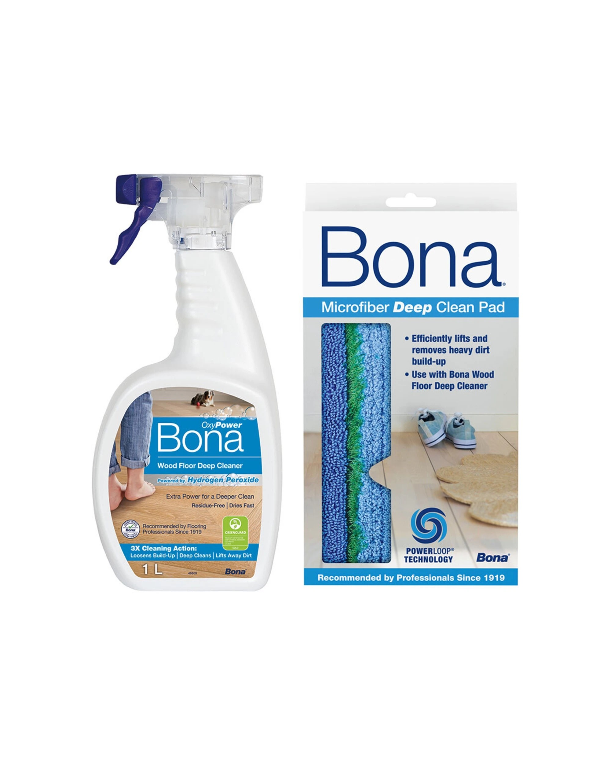 1 Bona Micro Fibre Deep Clean Pad With PowerLoop Technology And 1L Spray - Multi, 1 of 3