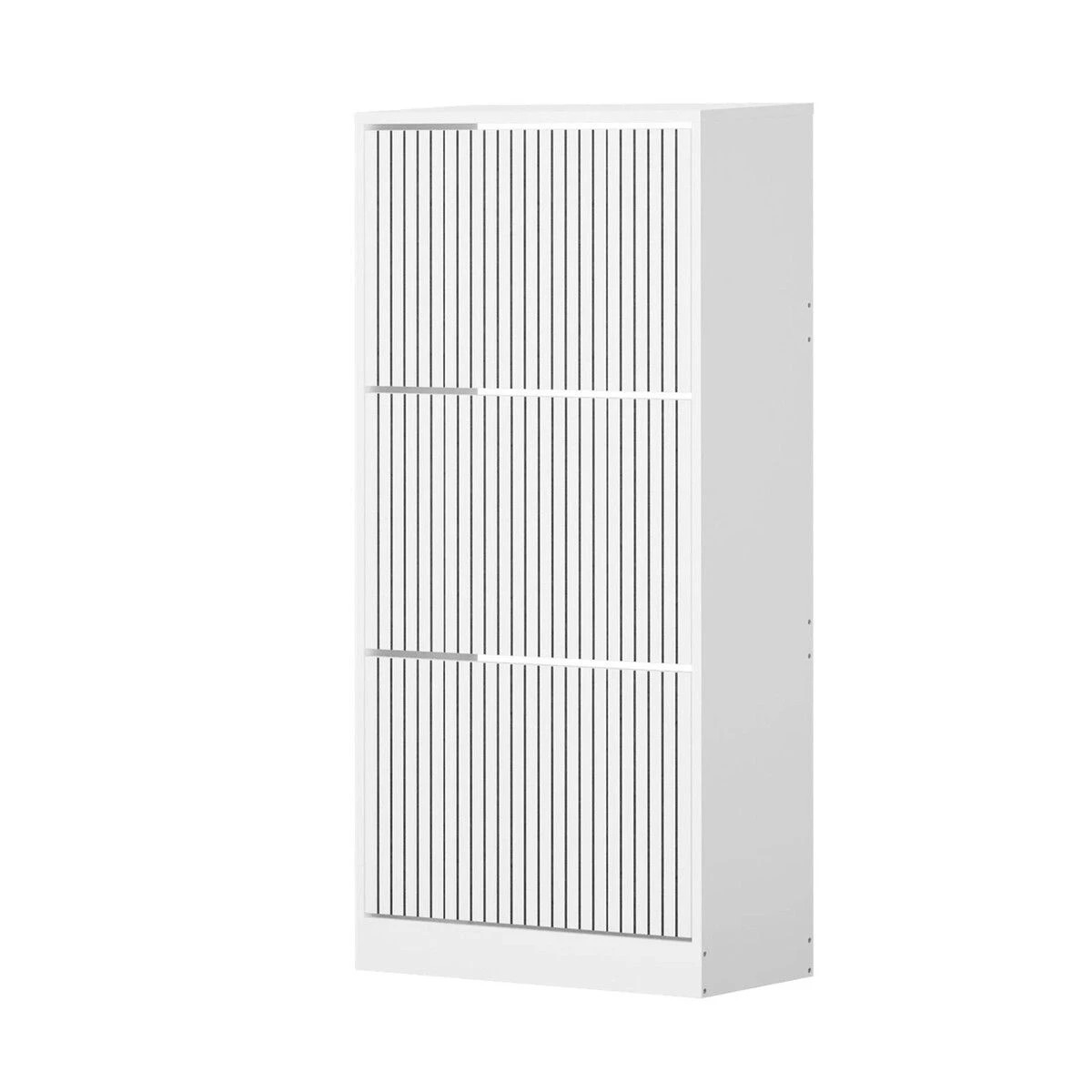 1 Ausway White Shoe Cabinet Rack Cupboard 3 Doors Shelf - White, 1 of 5