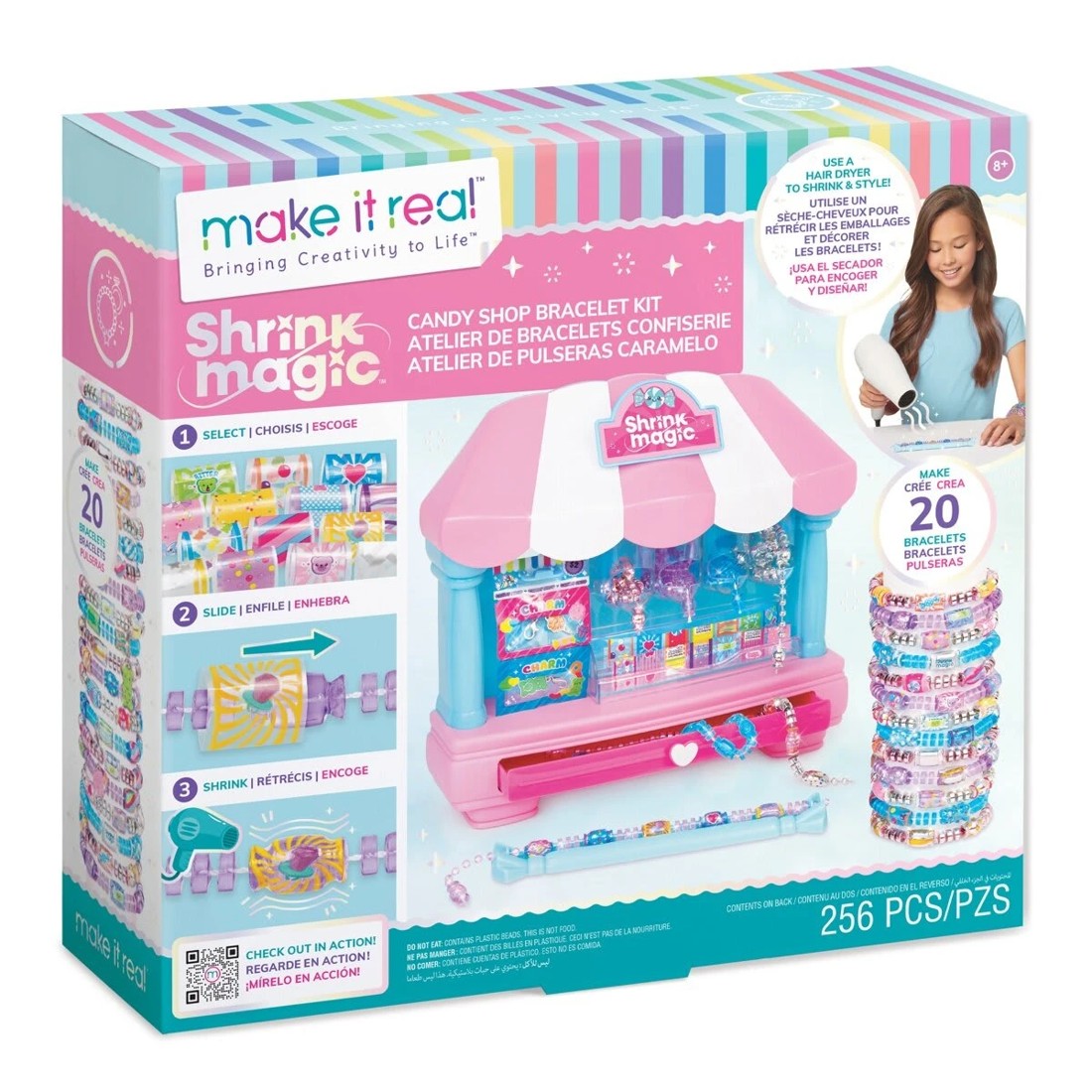 1 256 Piece Make It Real Shrink Magic Candy Shop Bracelet Kit, 1 of 8